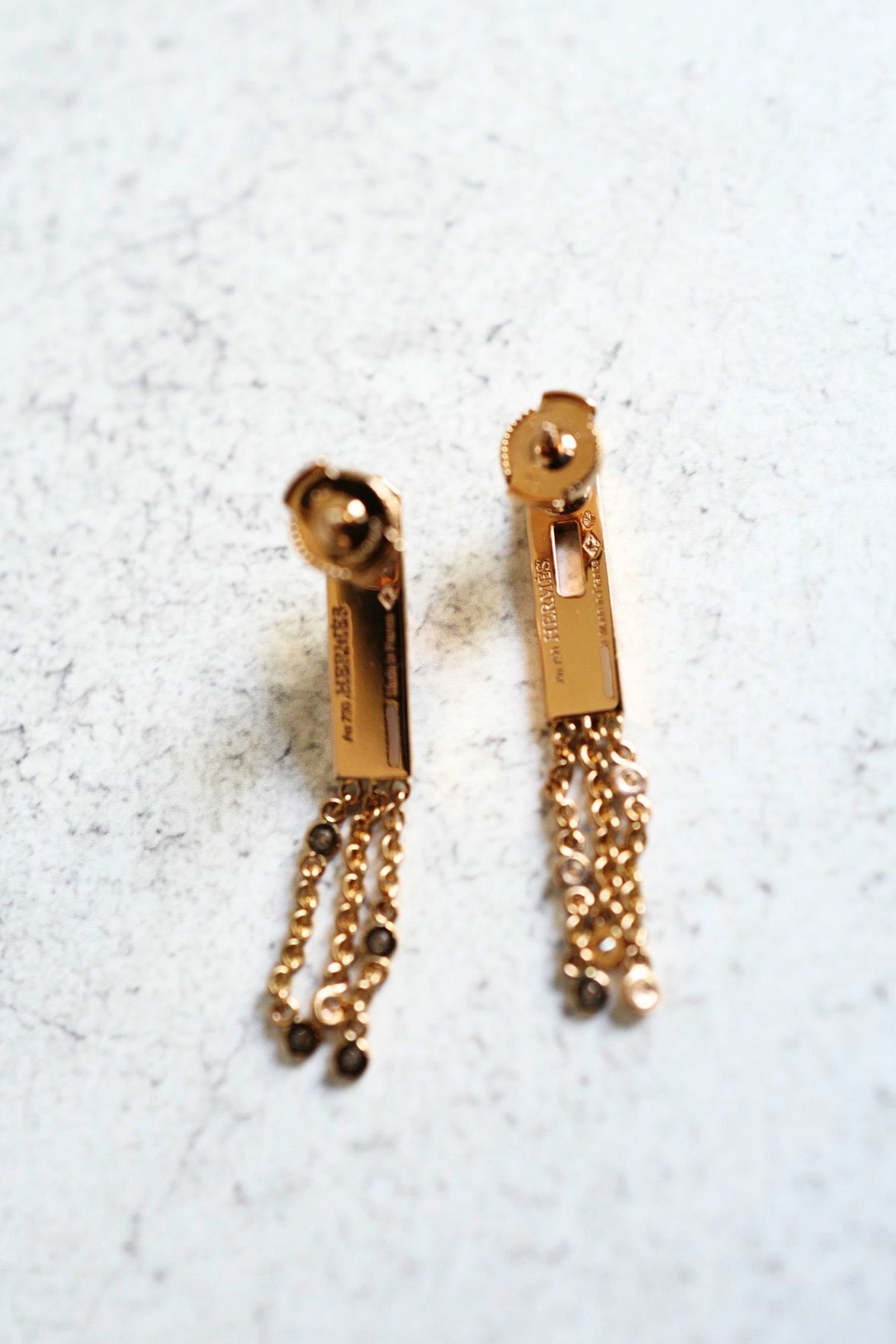 Hermès Kelly Gavroche Earrings 18K Rose Gold Diamond Small Model
