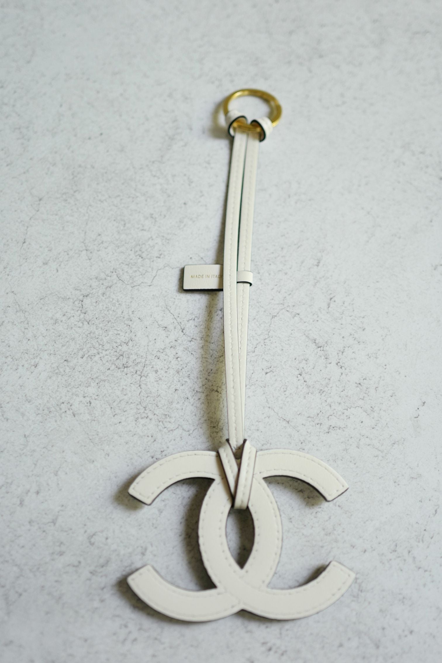 Chanel 26S Mini Bag Charm White Lambskin Leather