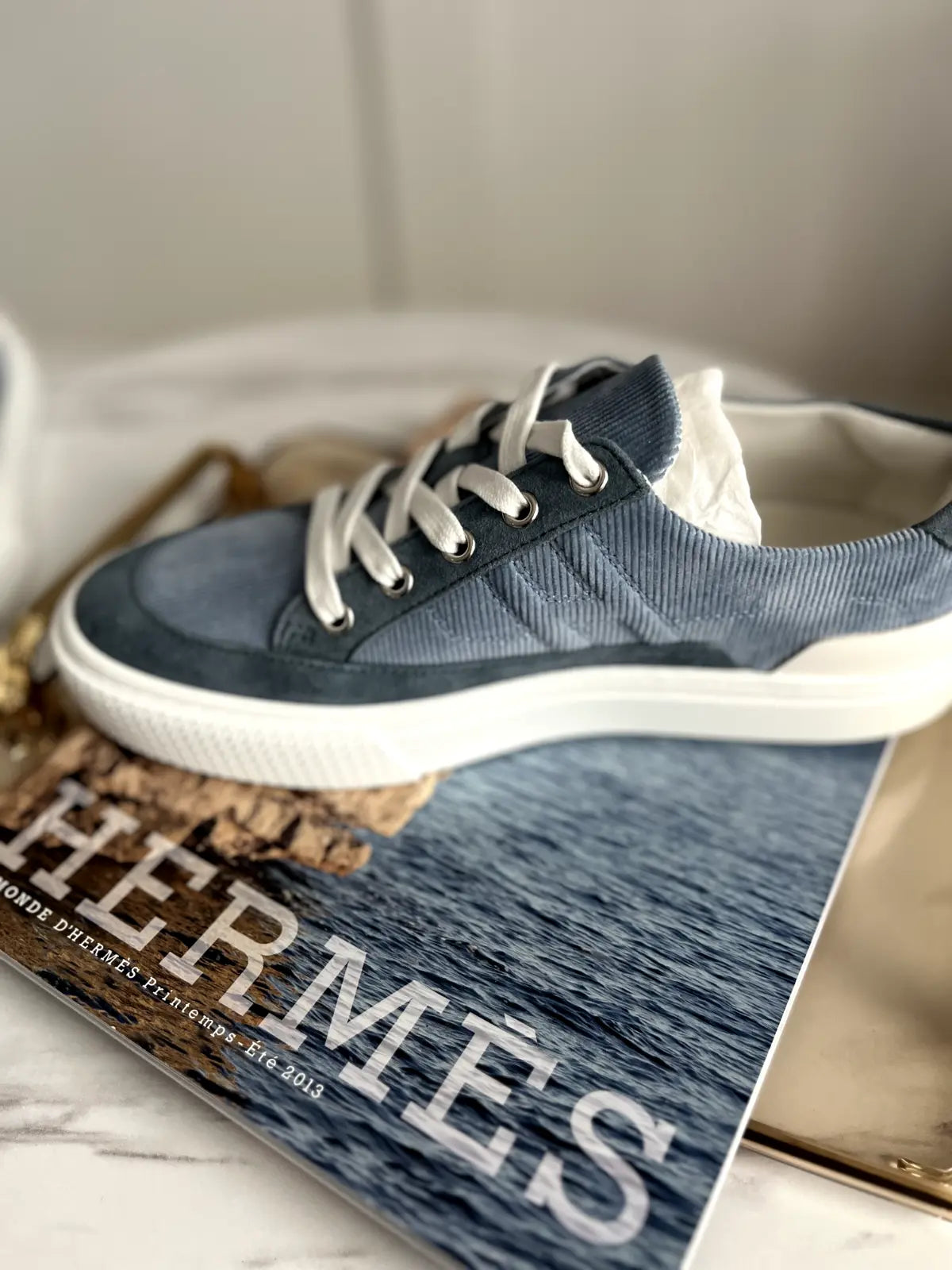 BNIB Hermes Deep Sneaker Bleu Pinede Size 39.5