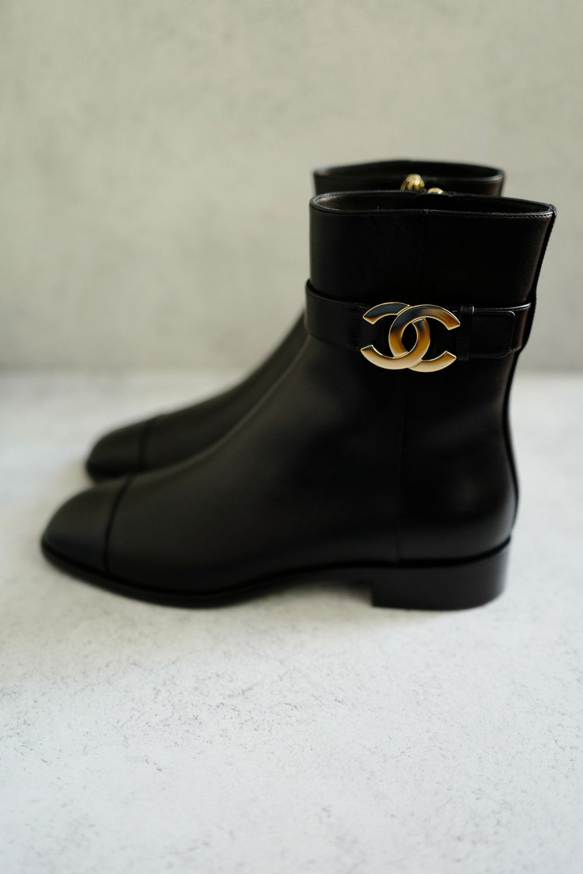 BNIB Chanel 26K Short Boots Black Calfskin Leather Size 38
