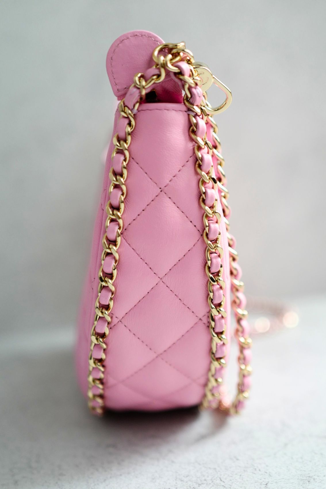 Chanel 23P Small Half Moon Hobo Bag In Lilac Pink With Gold Hardware