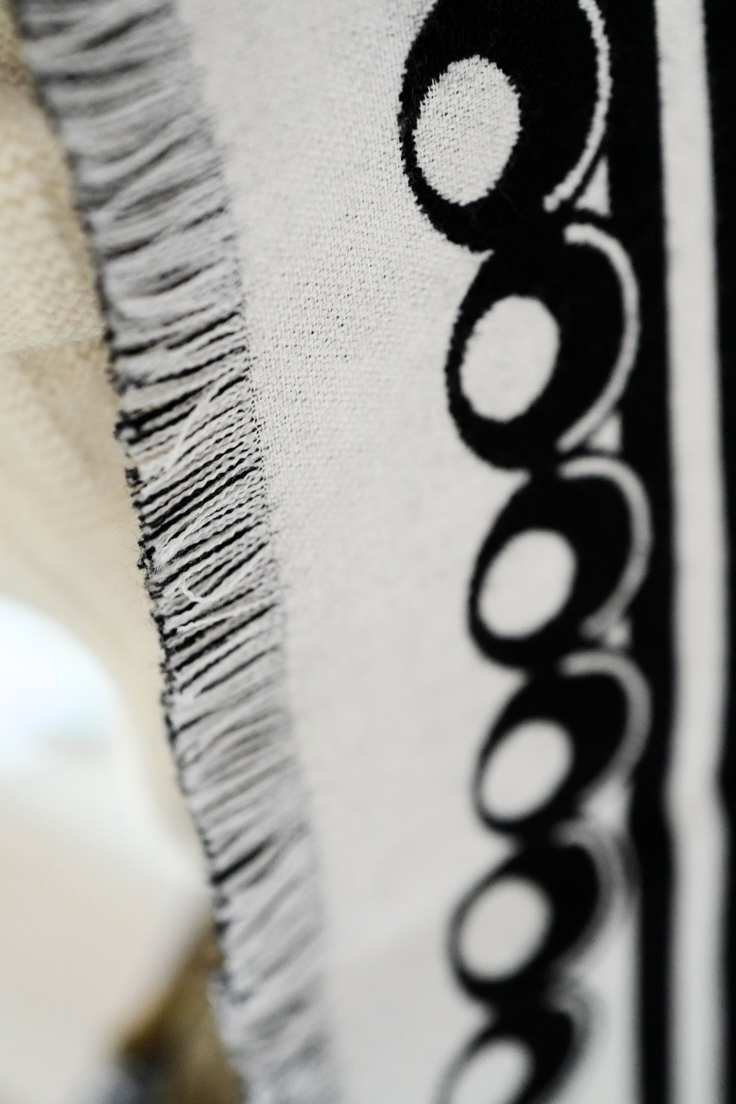 CHANEL 26C Black White Checkered Double CC Scarf Shawl