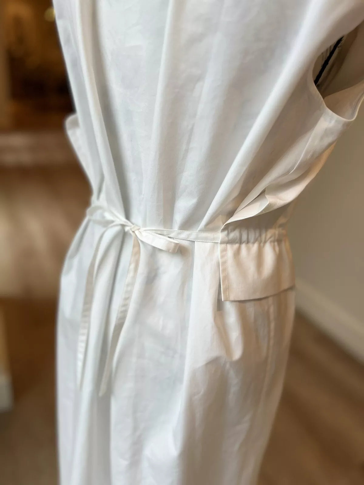 Hermes Robe Inspi Chemise 90 Blanc White Cotton Dress Size 40 NEW