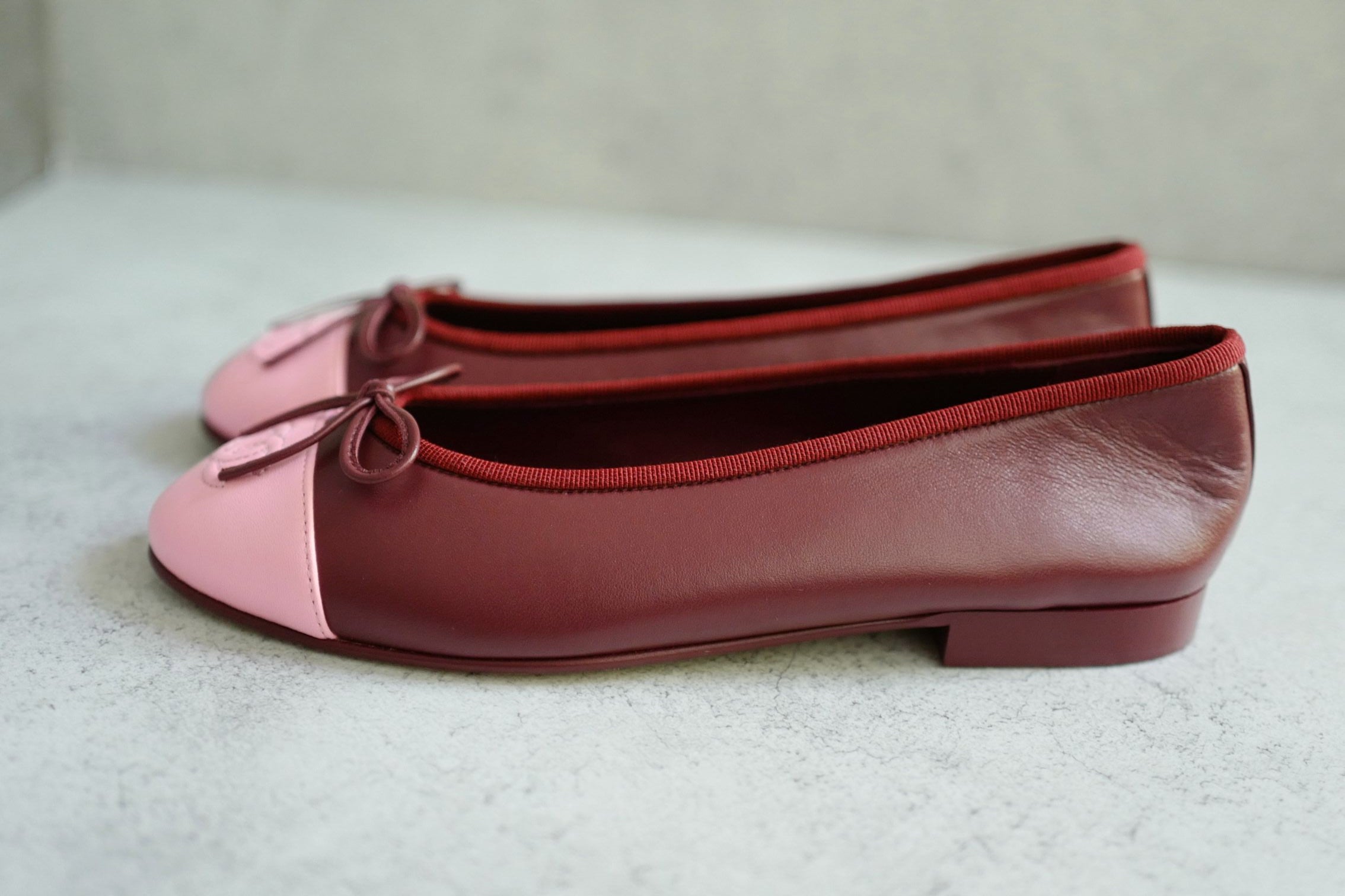 Chanel 26S Matthieu Blazy's Ballet Flats Burgundy Pink Lambskin Size 36C