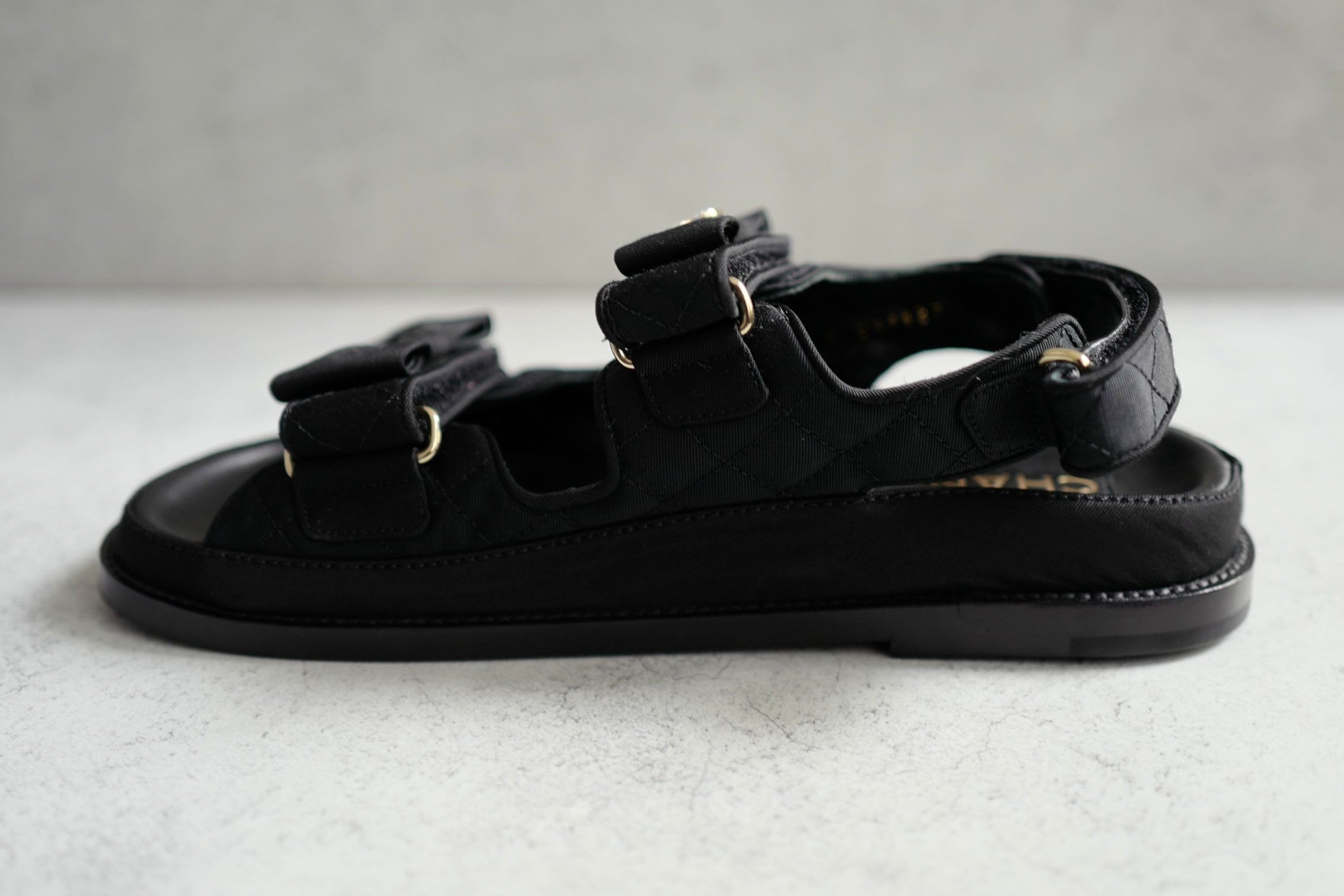 BNIB Chanel Dad Sandal CC Crystals In Black With Bows Size 38 - Limited