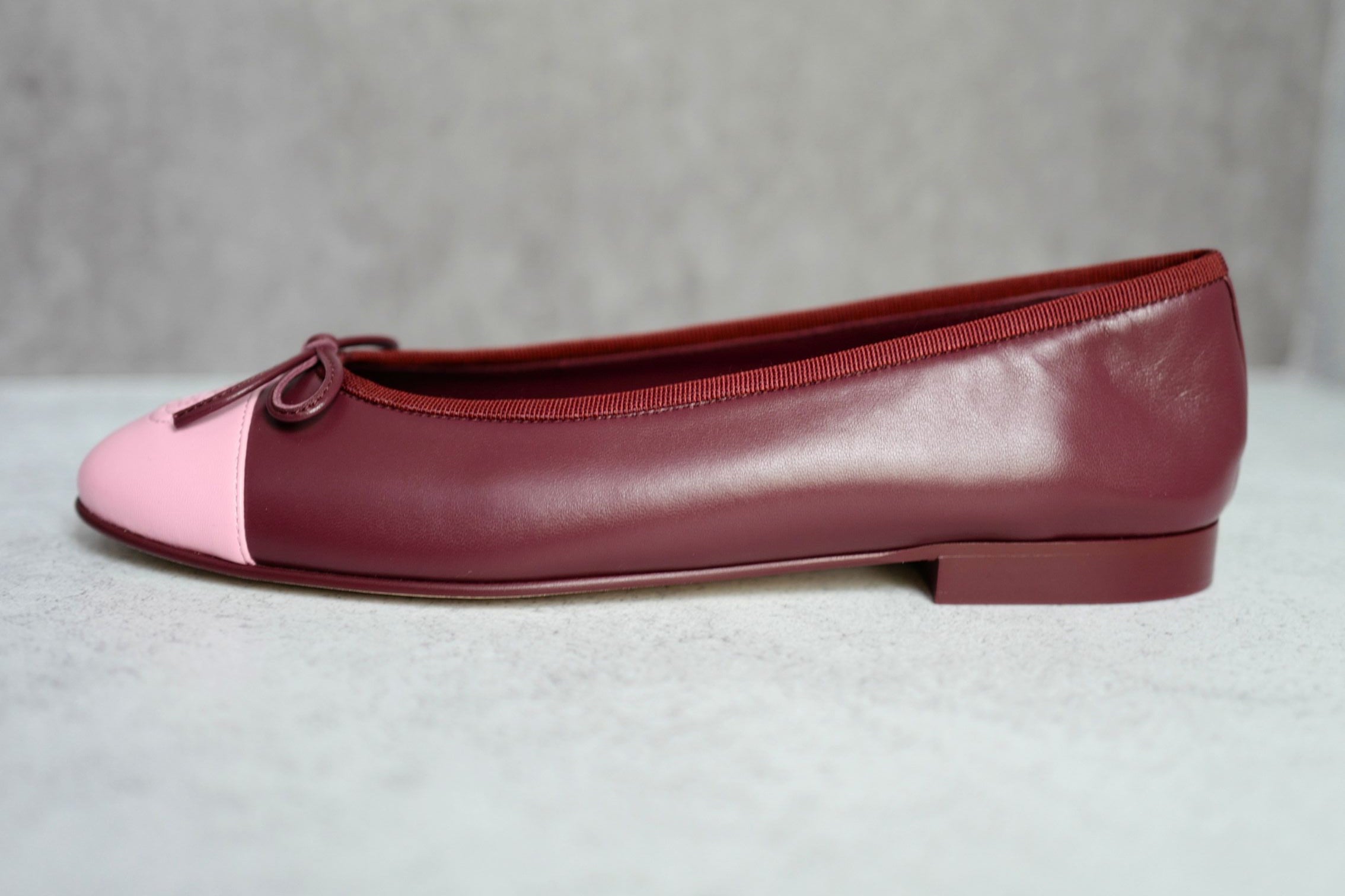 Chanel 26S Matthieu Blazy's Ballet Flats Burgundy Pink Lambskin Size 37C
