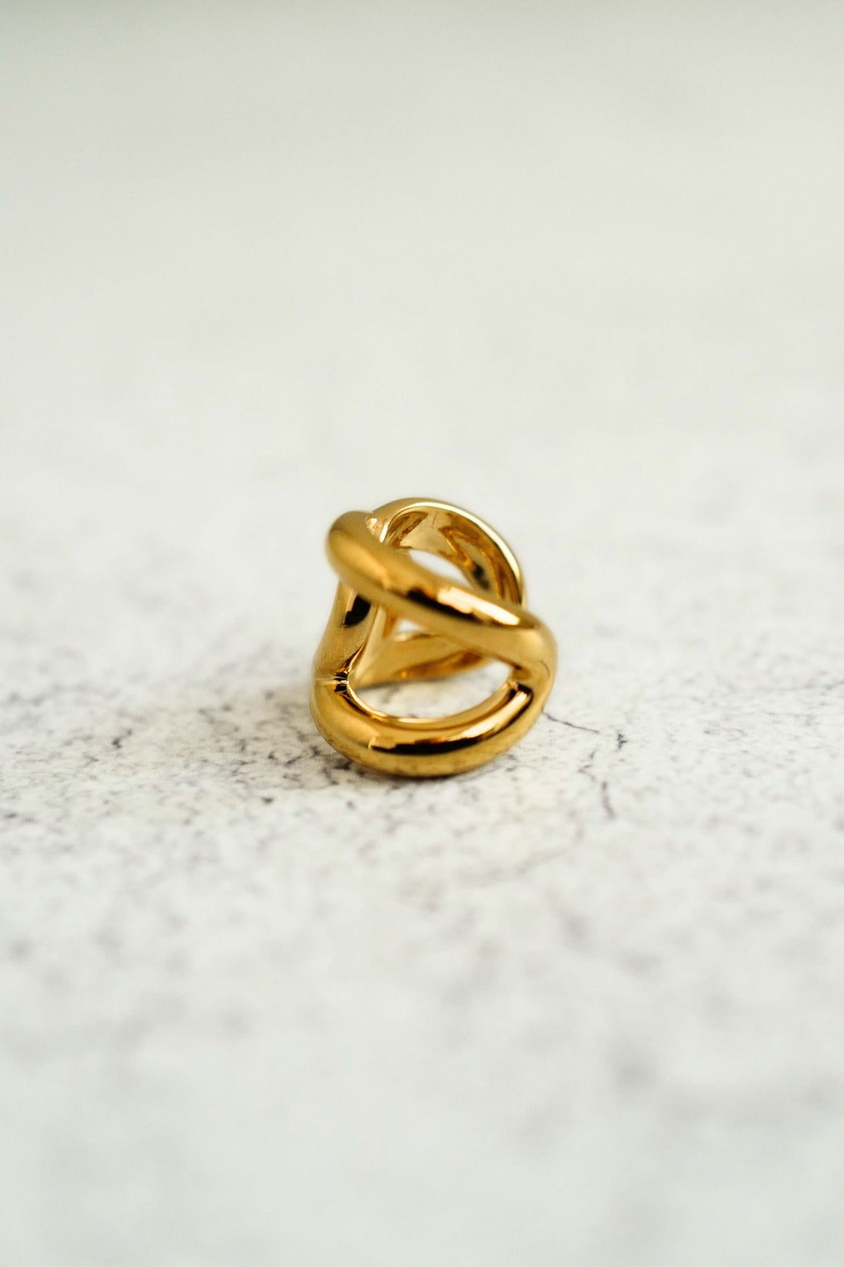NEW Chanel 26K Ear Cuff Metal Gold Interlocking CC Logo Women Earring