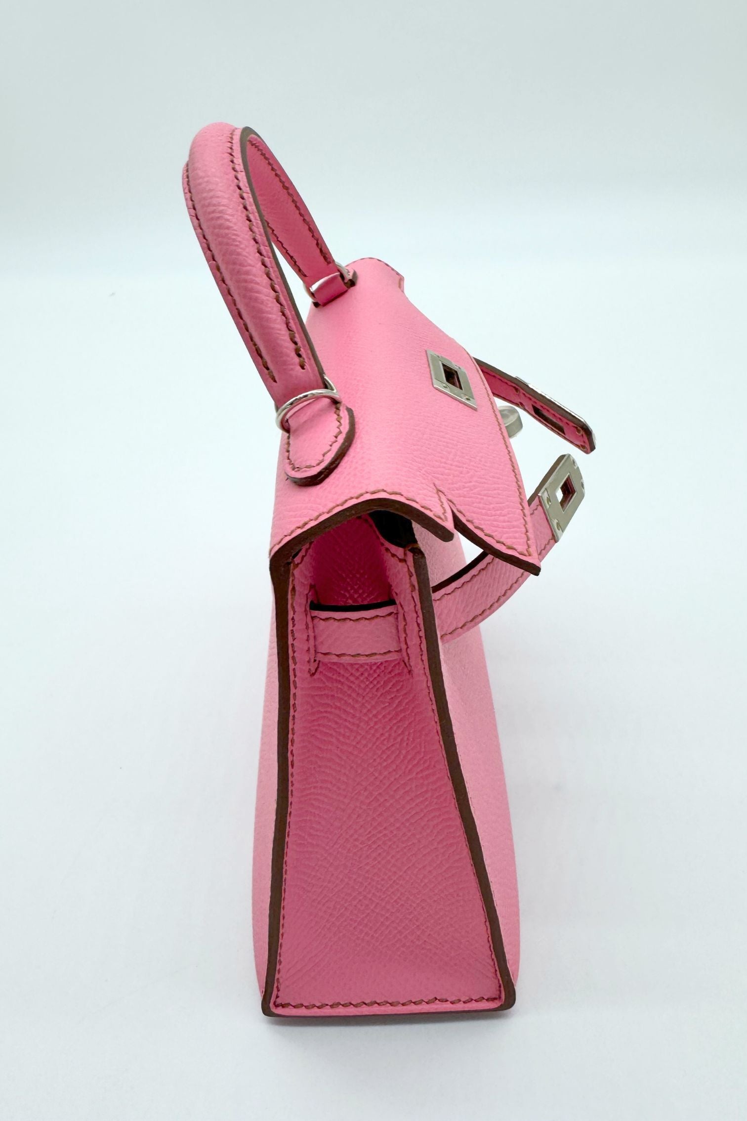 Hermes Mini Kelly 5P Bubblegum Pink Epsom Leather Palladium Hardware