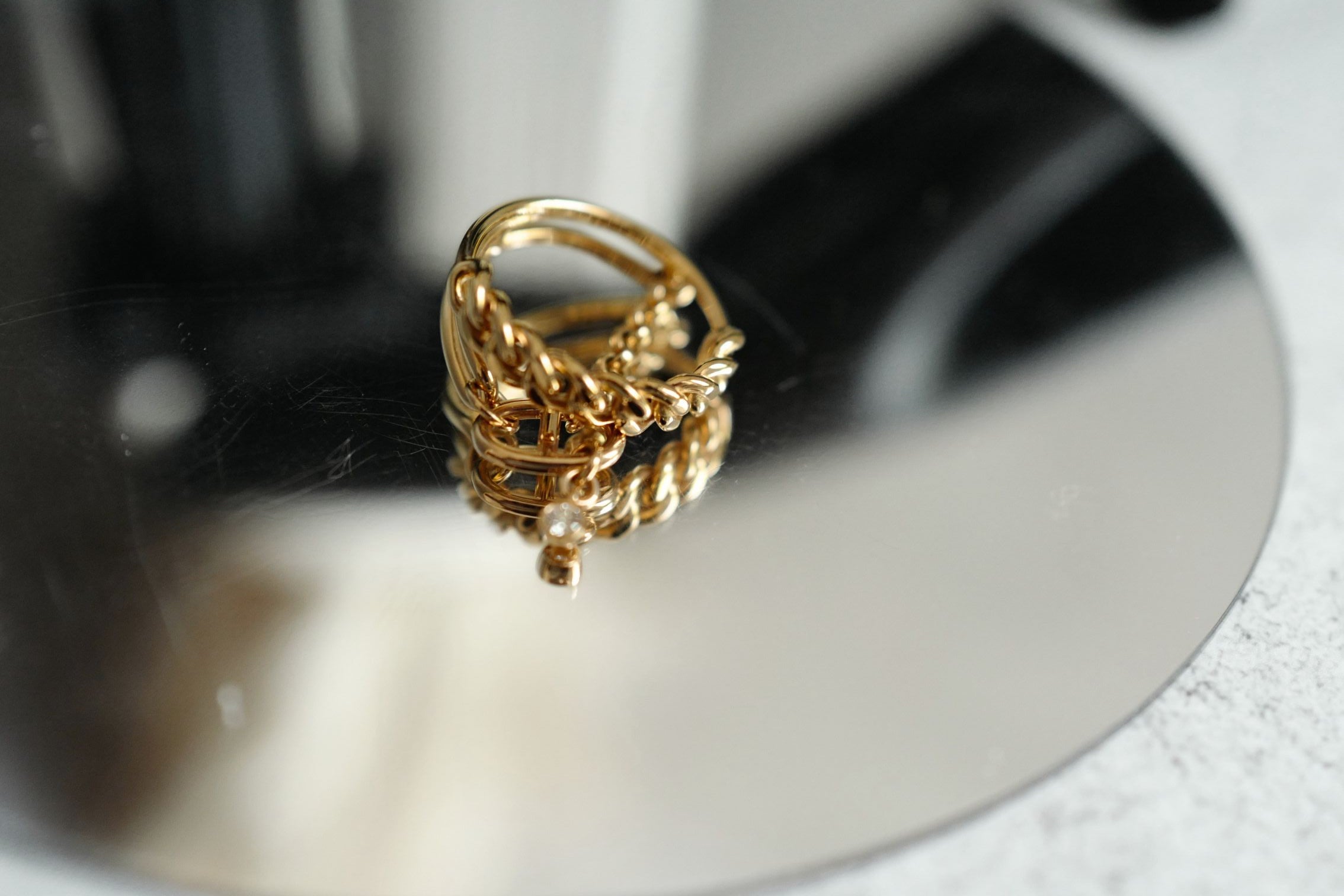 NEW Hermès Mix and H Ring 18K Rose Gold Diamond Size 54