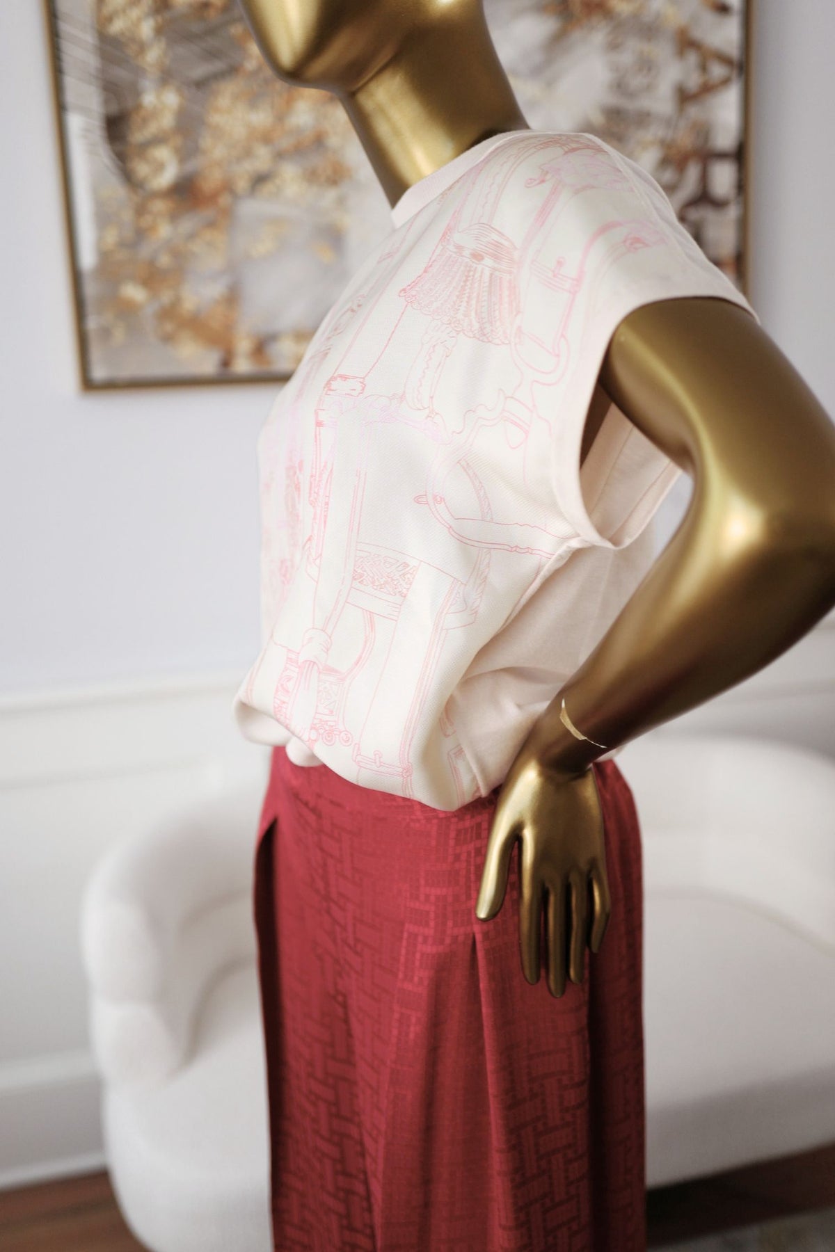Hermès "Etriers Remix" Short Sleeveless Sweater Pullover Rose Petale Size 36