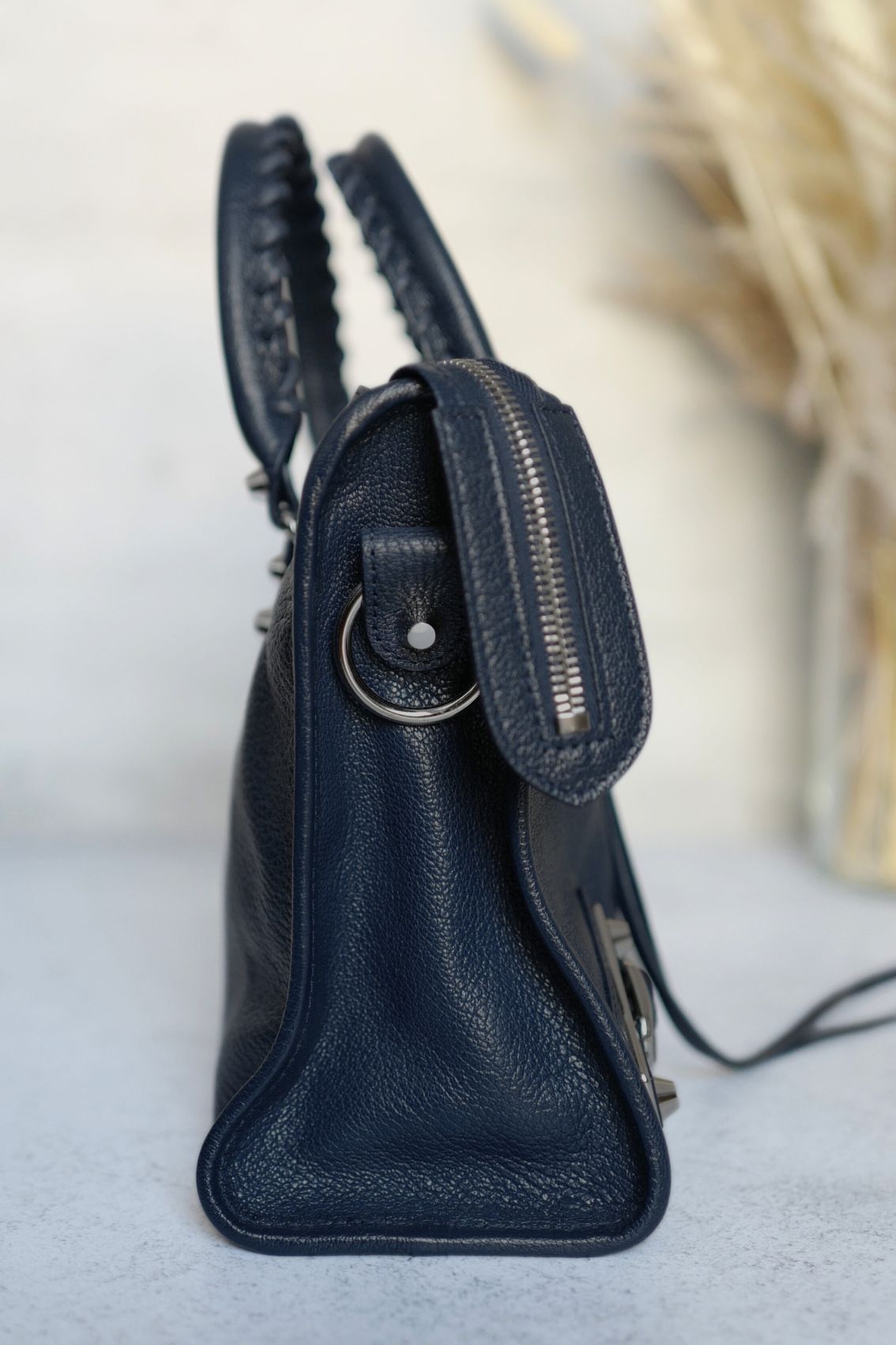 Balenciaga city small in Navy Silver Hardware