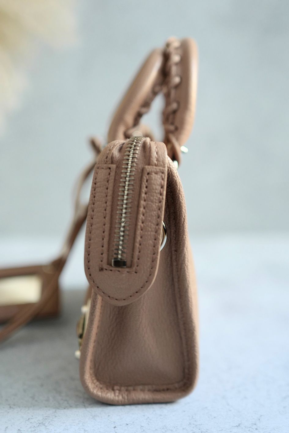 Balenciaga Nano City In Rose Sable Beige Nude Color With Metalic Edge