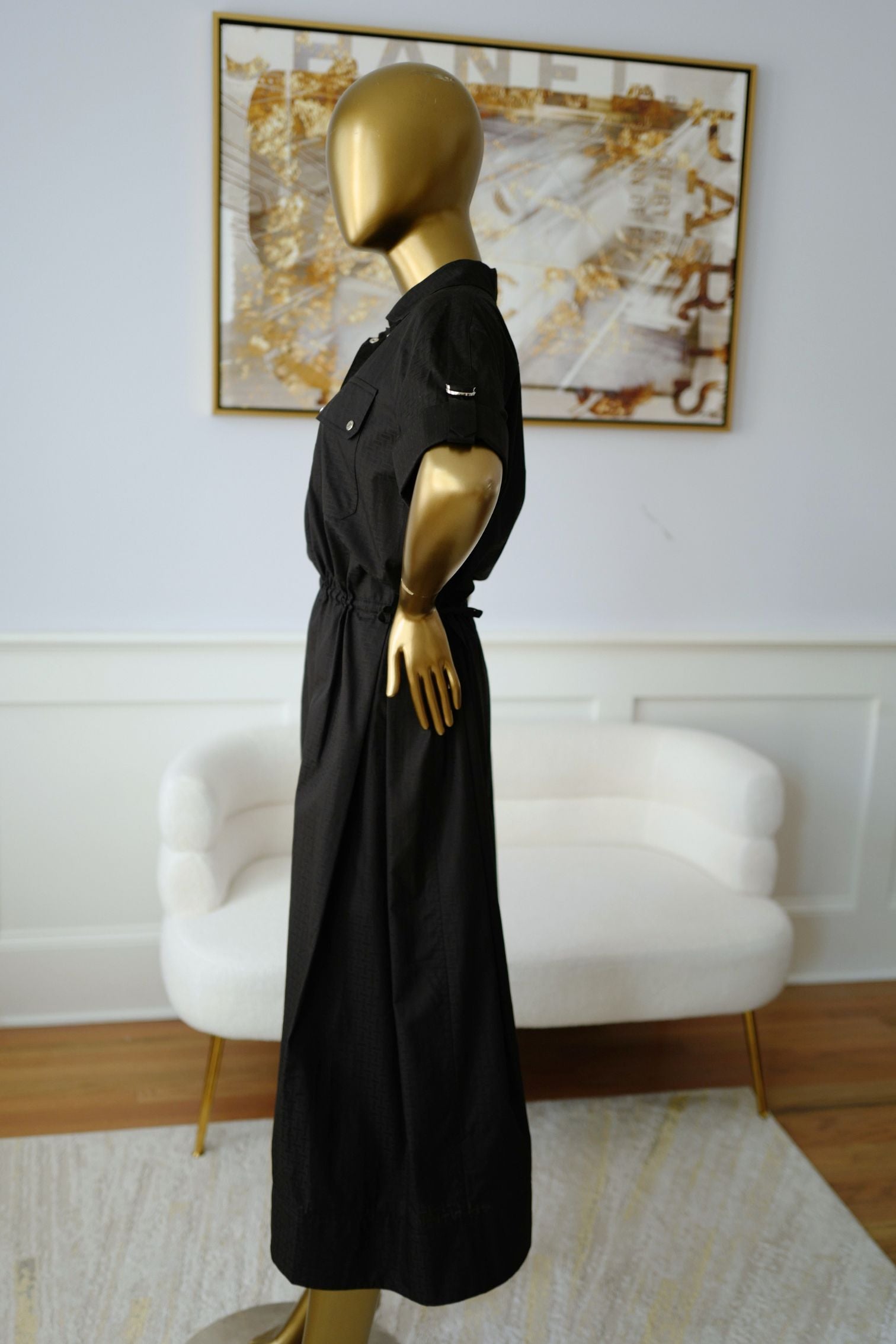 NEW Hermes "Mosaique" short-sleeve dress Noir Size 38