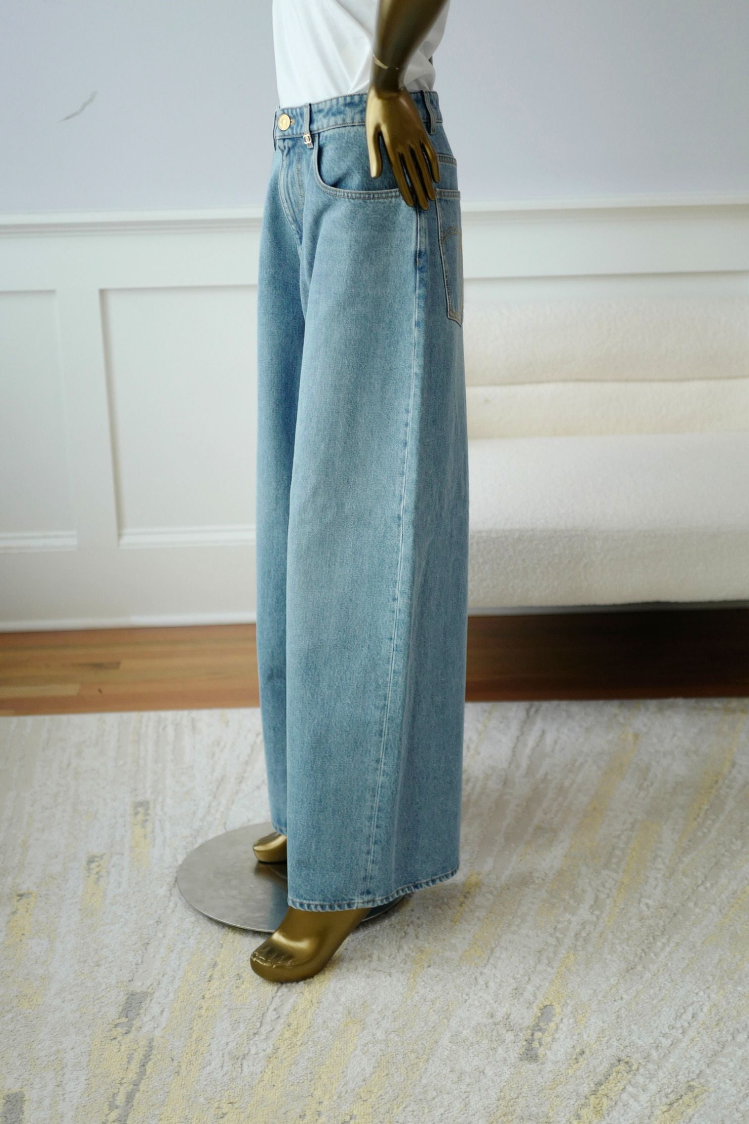 Chanel Métiers d’Art 2026 Matthieu Blazy Denim Blue Jeans Pants Size 36