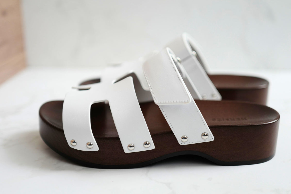 BNIB HERMÈS Kos Veau Women's Clog Blanc/white - Size 37