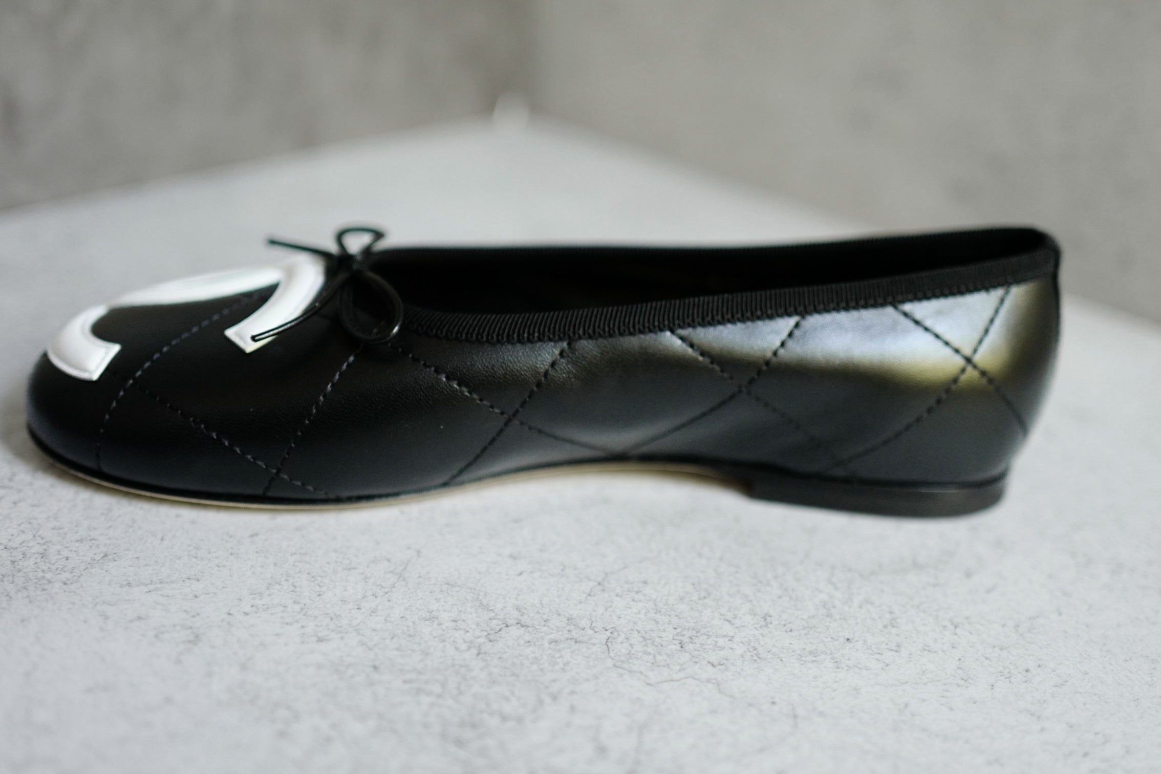 Chanel 26M Coco Beach Ballet Flats Black Lambskin Size 37