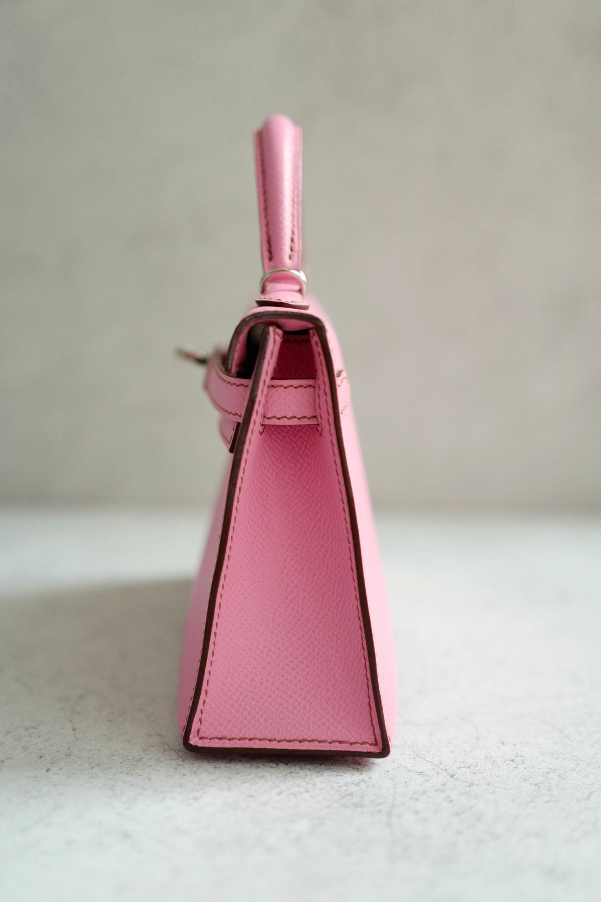 Hermes Mini Kelly 5P Bubblegum Pink Epsom Leather Palladium Hardware