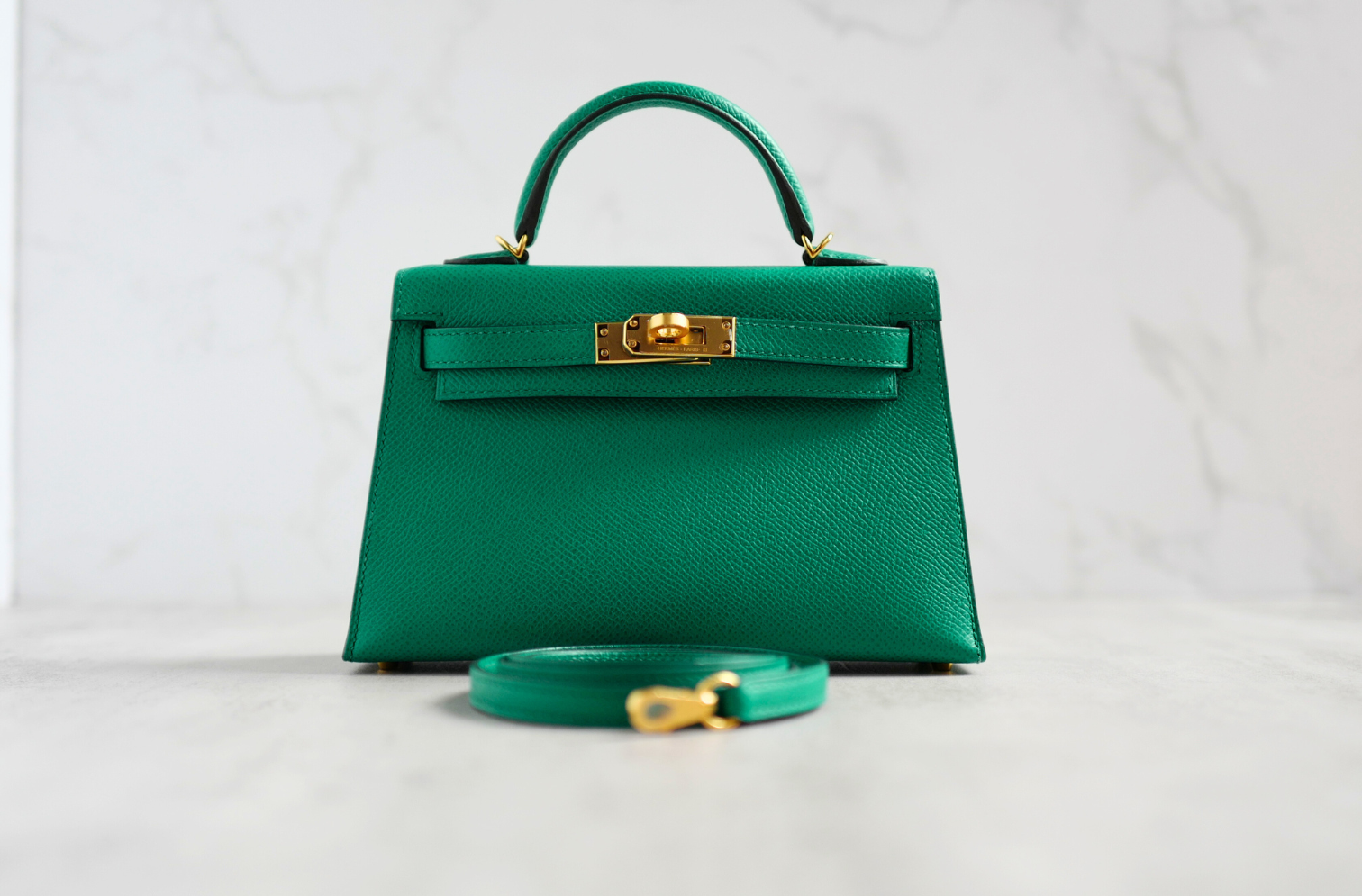 Hermès Mini Kelly 20 Vert Jade Epsom Leather Gold Hardware Z