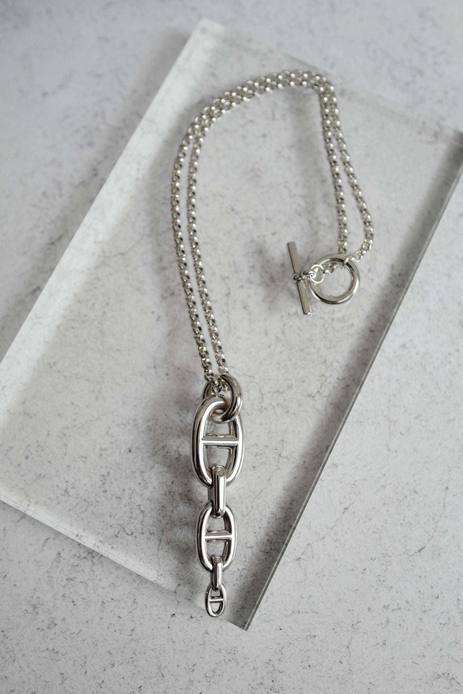Hermes Chaine d'ancre  Necklace Silver Enchainee pendant