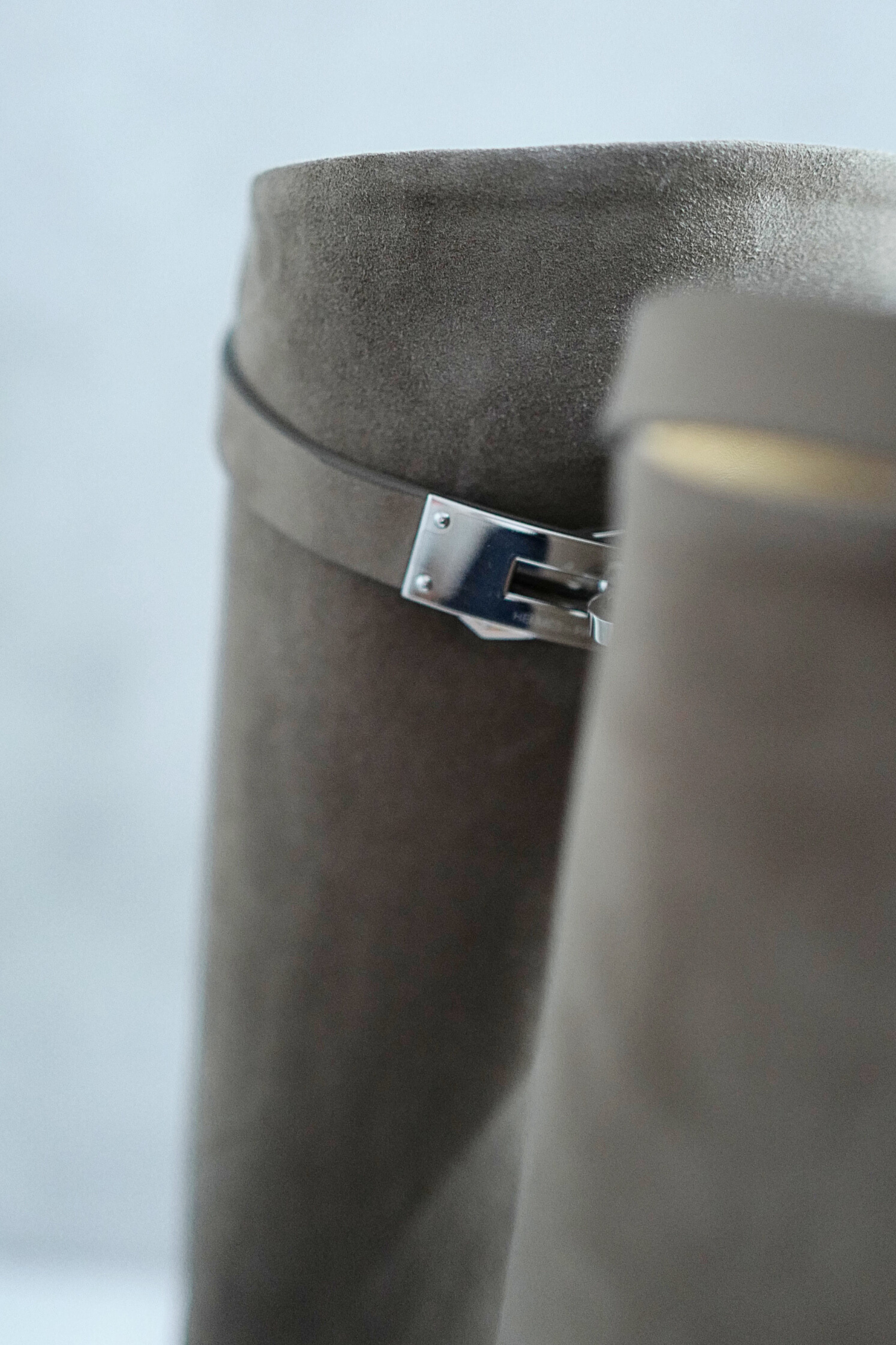 Hermès Jumping Supple Suede Goatskin Boots Étoupe with Palladium Hardware Size 38