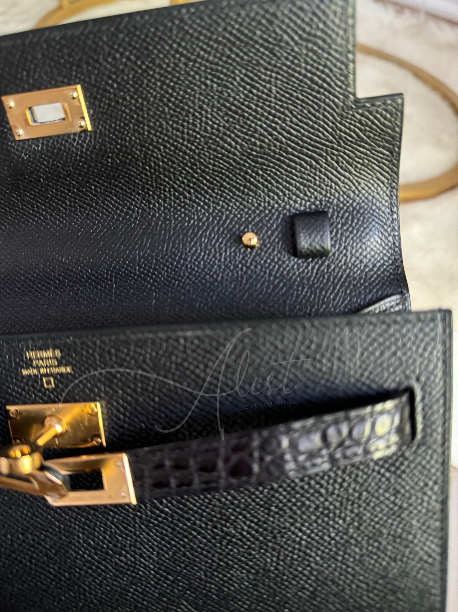 Hermes Kelly to go touch black matte alligator ghw