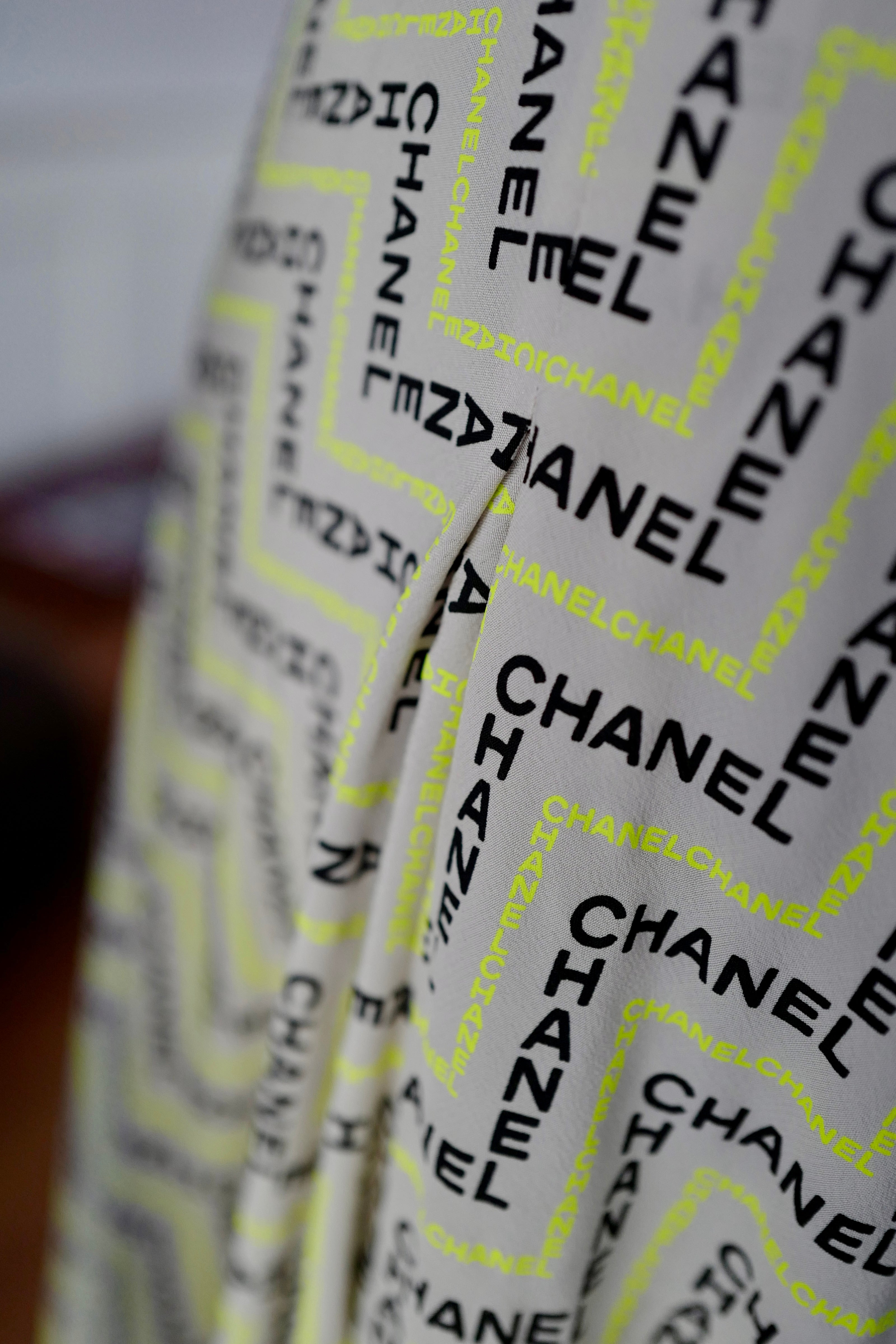 NEW Chanel 24K Jumpsuit Dress Printed Crepe de Chine in Beige, Yellow & Black Size 36