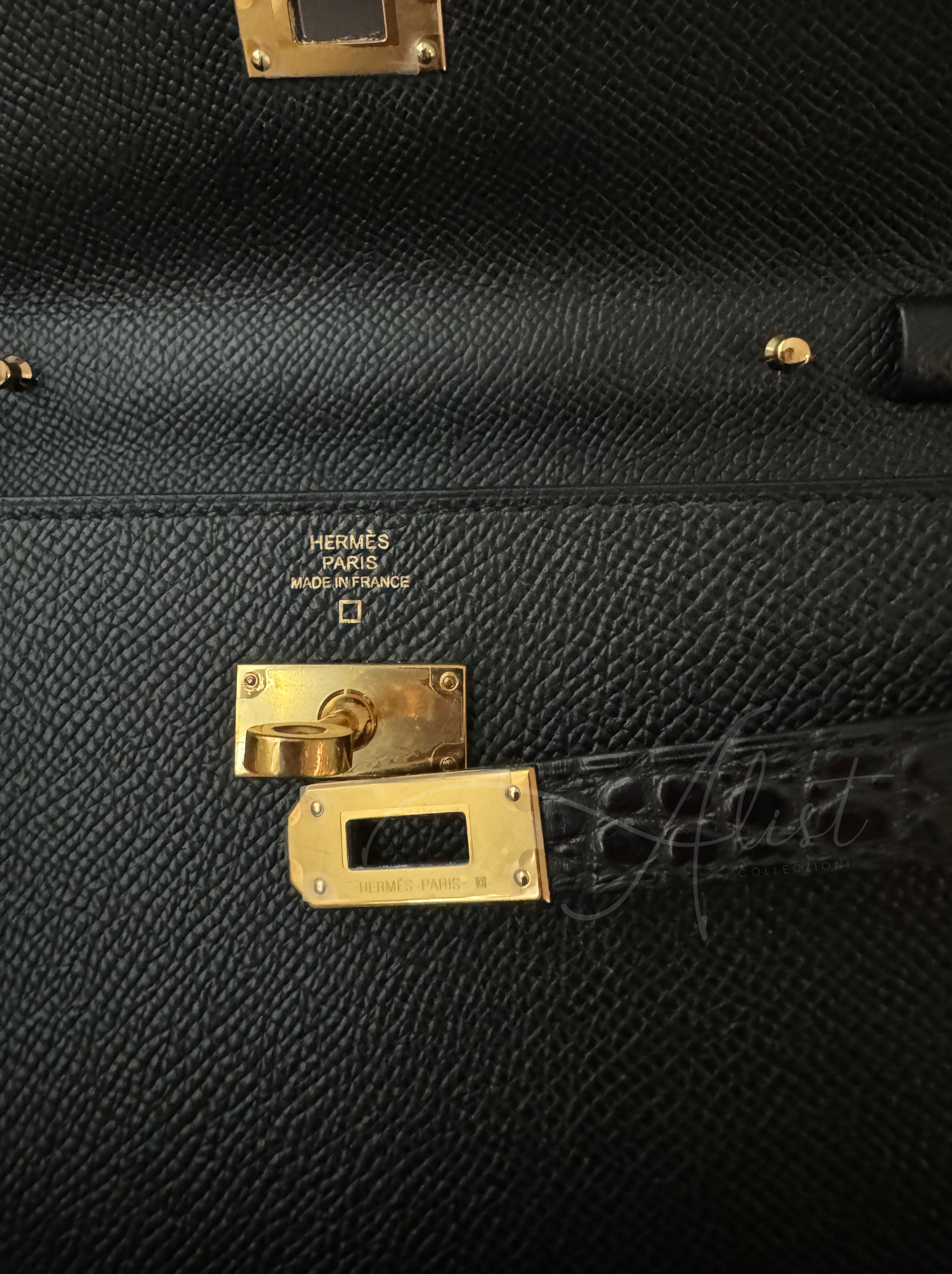 Hermes Kelly to go touch black matte alligator ghw