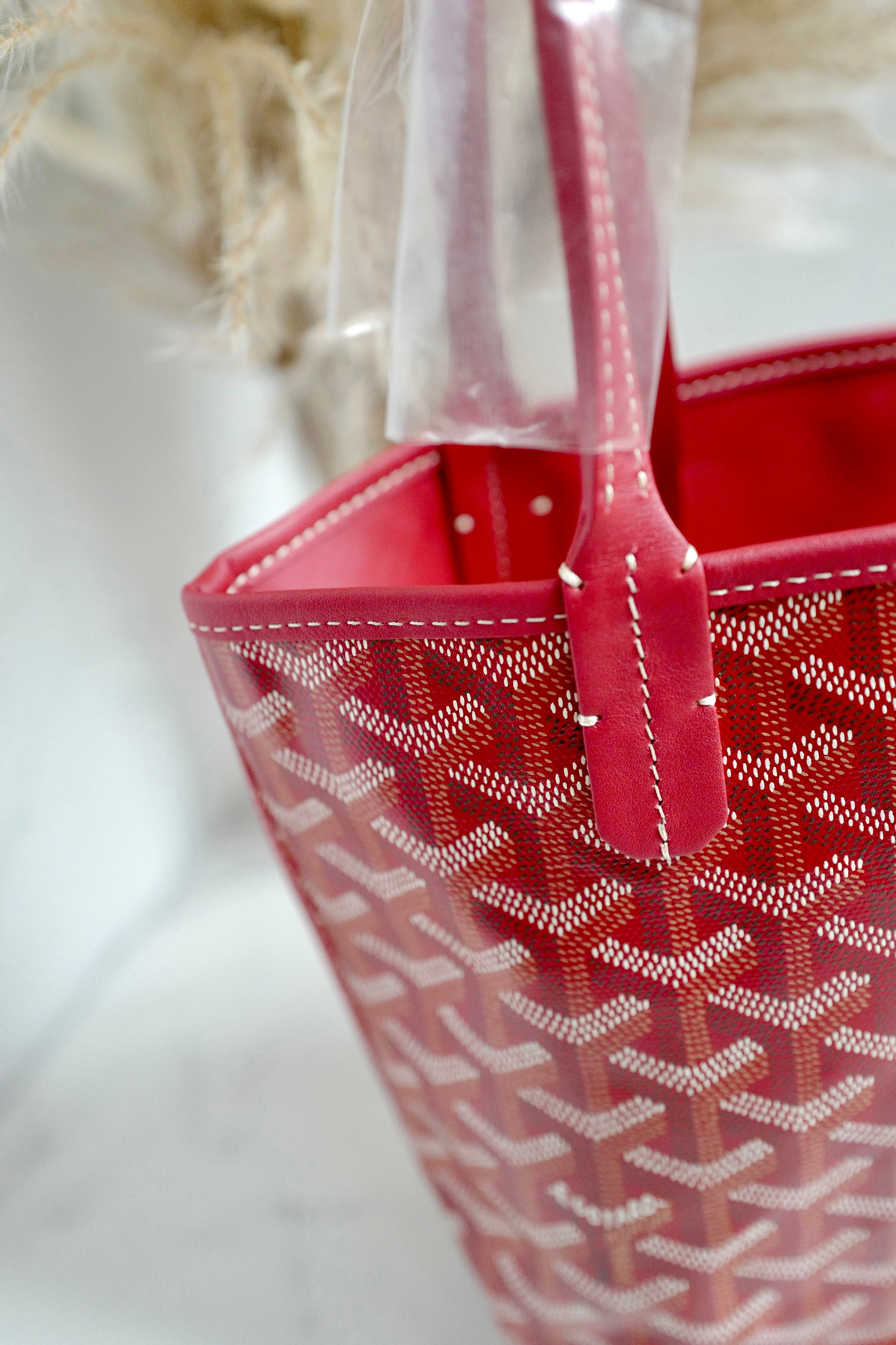 NEW Goyard Anjou Mini Tote Bag in Red with Palladium Hardware