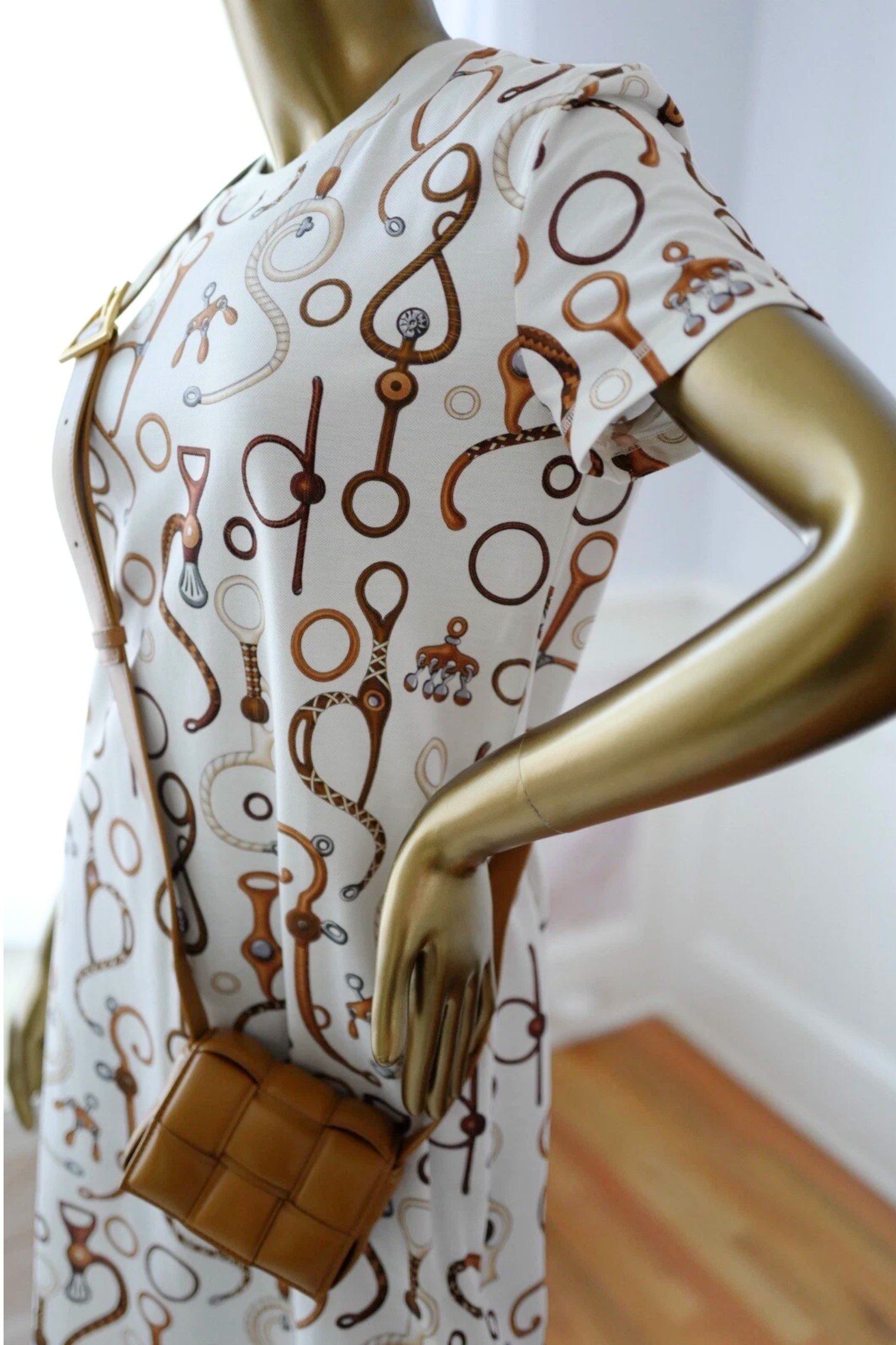 NEW Hermes Panoplie Tout Cuir straight dress Size 36 Blanc/Naturel