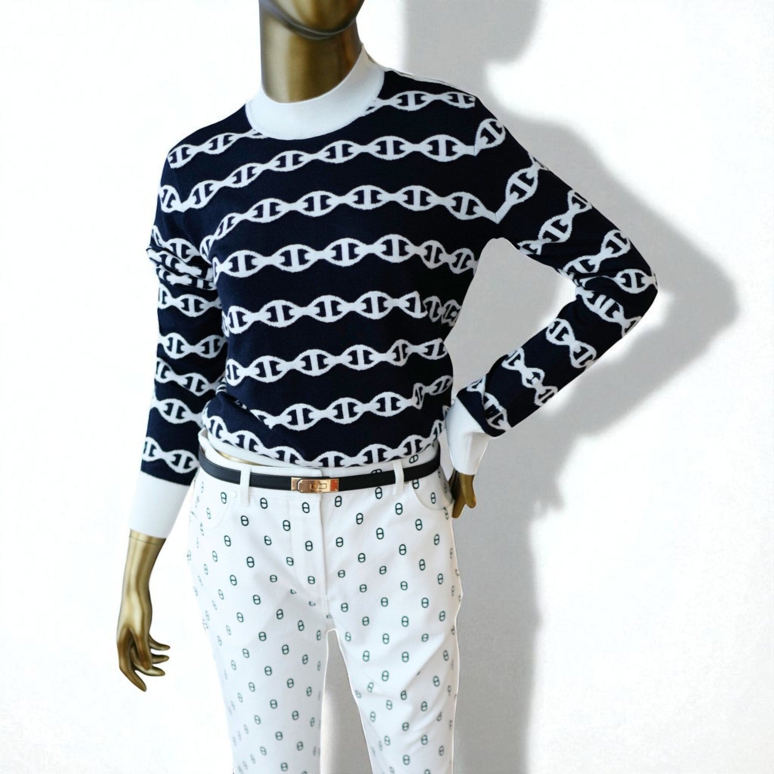 NEW Hermes Chaine d'Ancre Long-sleeve Sweater Size 36 Bleu Noir