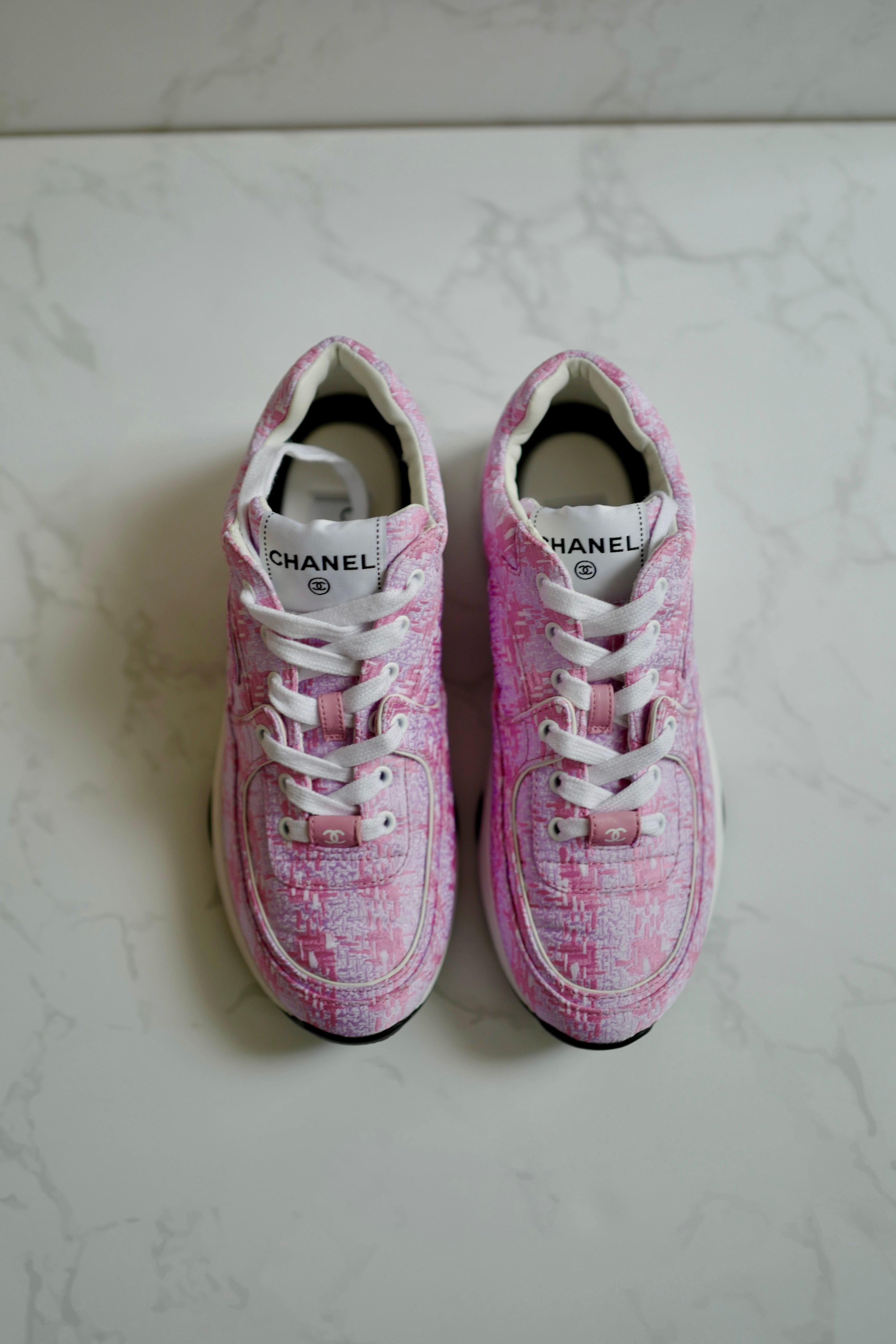 BNIB Chanel 24 Interlocking CC Logo Tweed Chunky Sneakers size 38