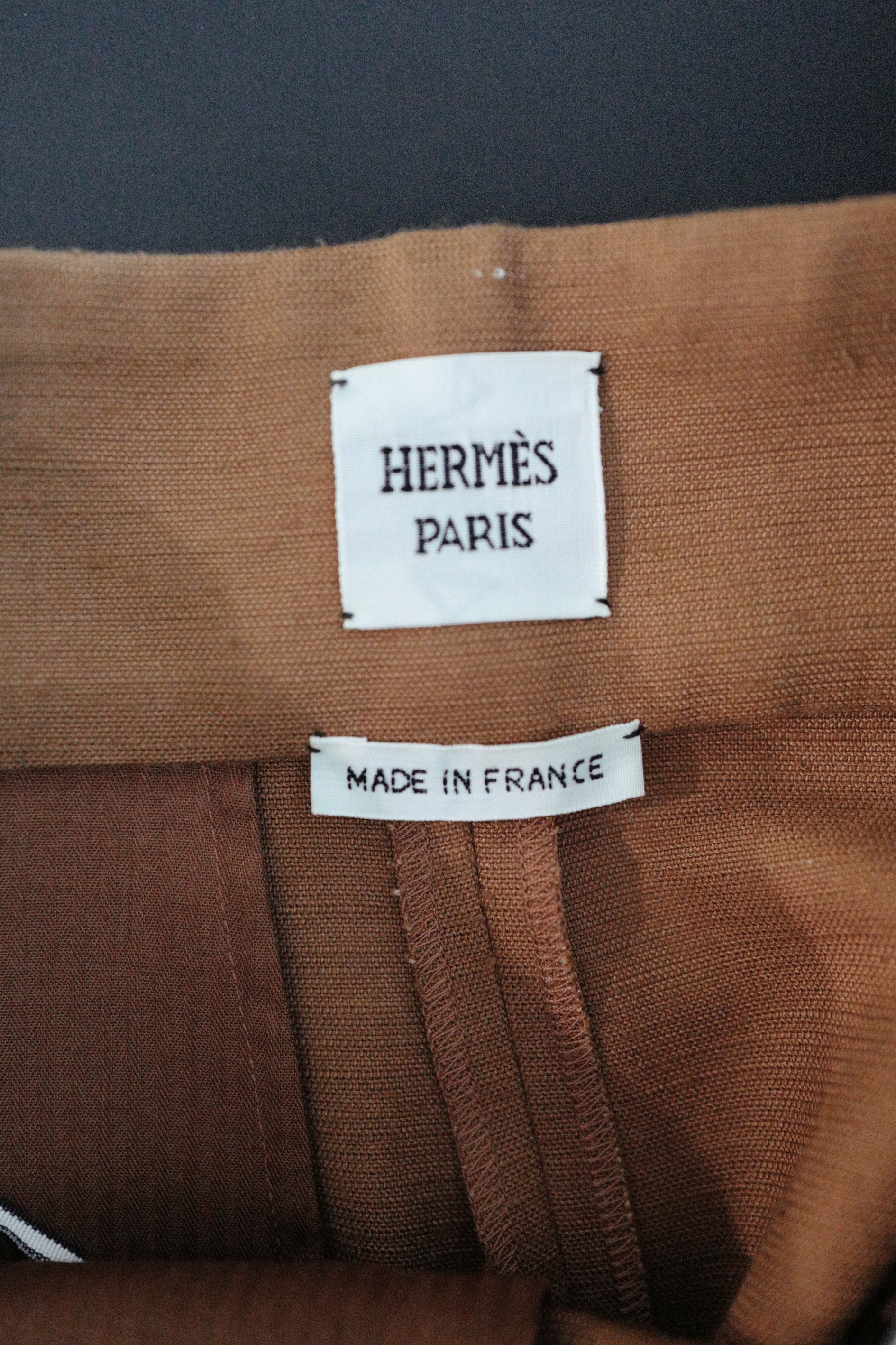 NEW Hermès Women’s Trousers in Marron Muscade Cotton Size 36