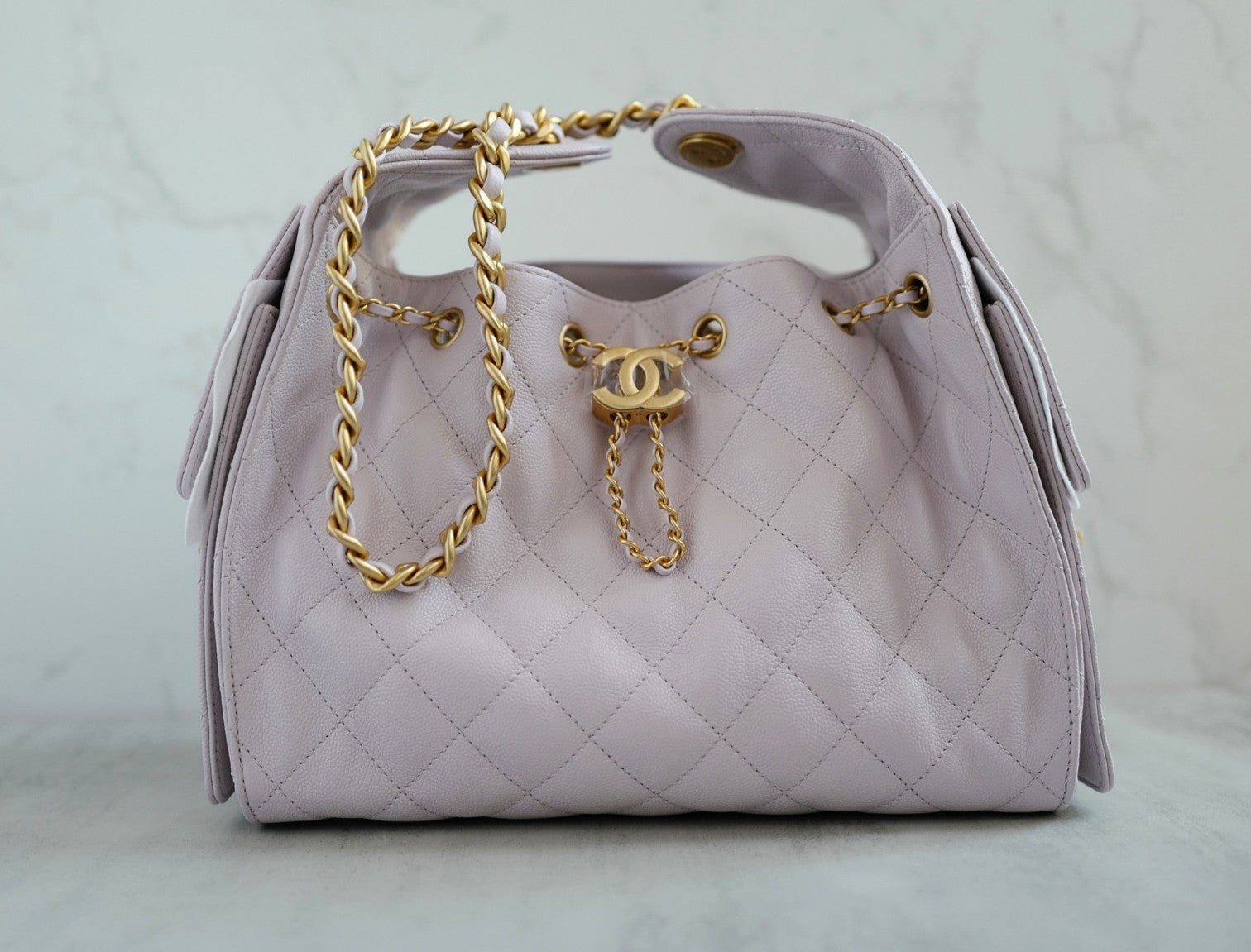 BNIB Chanel 25K Small Hobo Bag Lilac Grained Calfskin with Gold Hardware