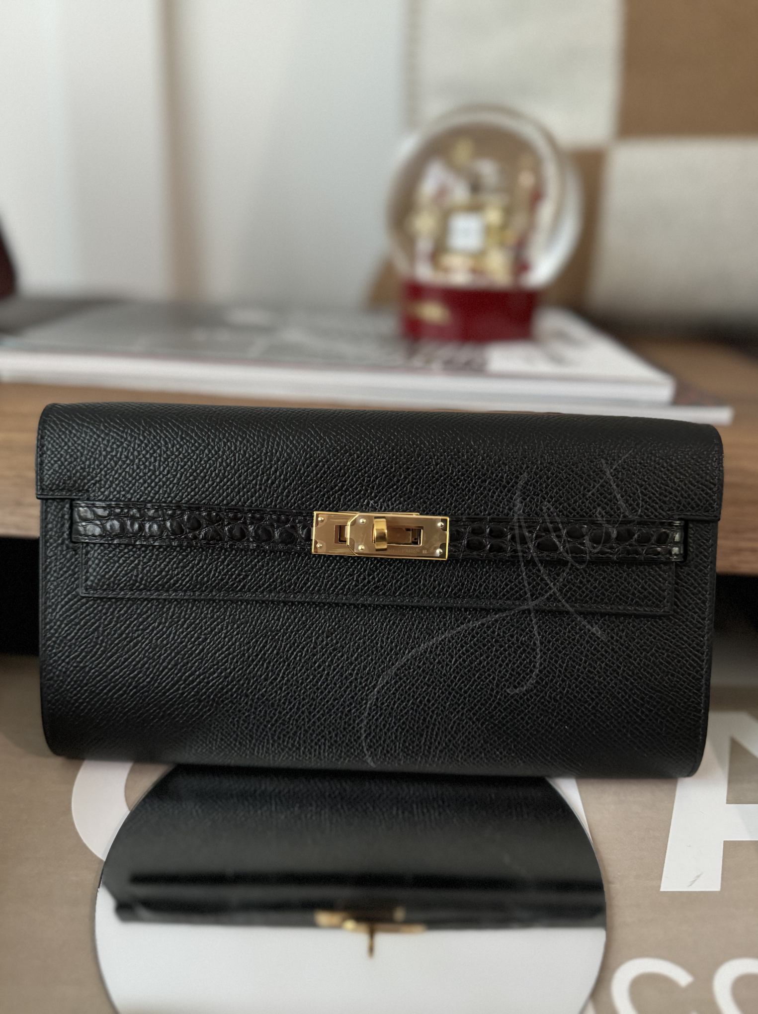 Hermes Kelly to go touch black matte alligator ghw