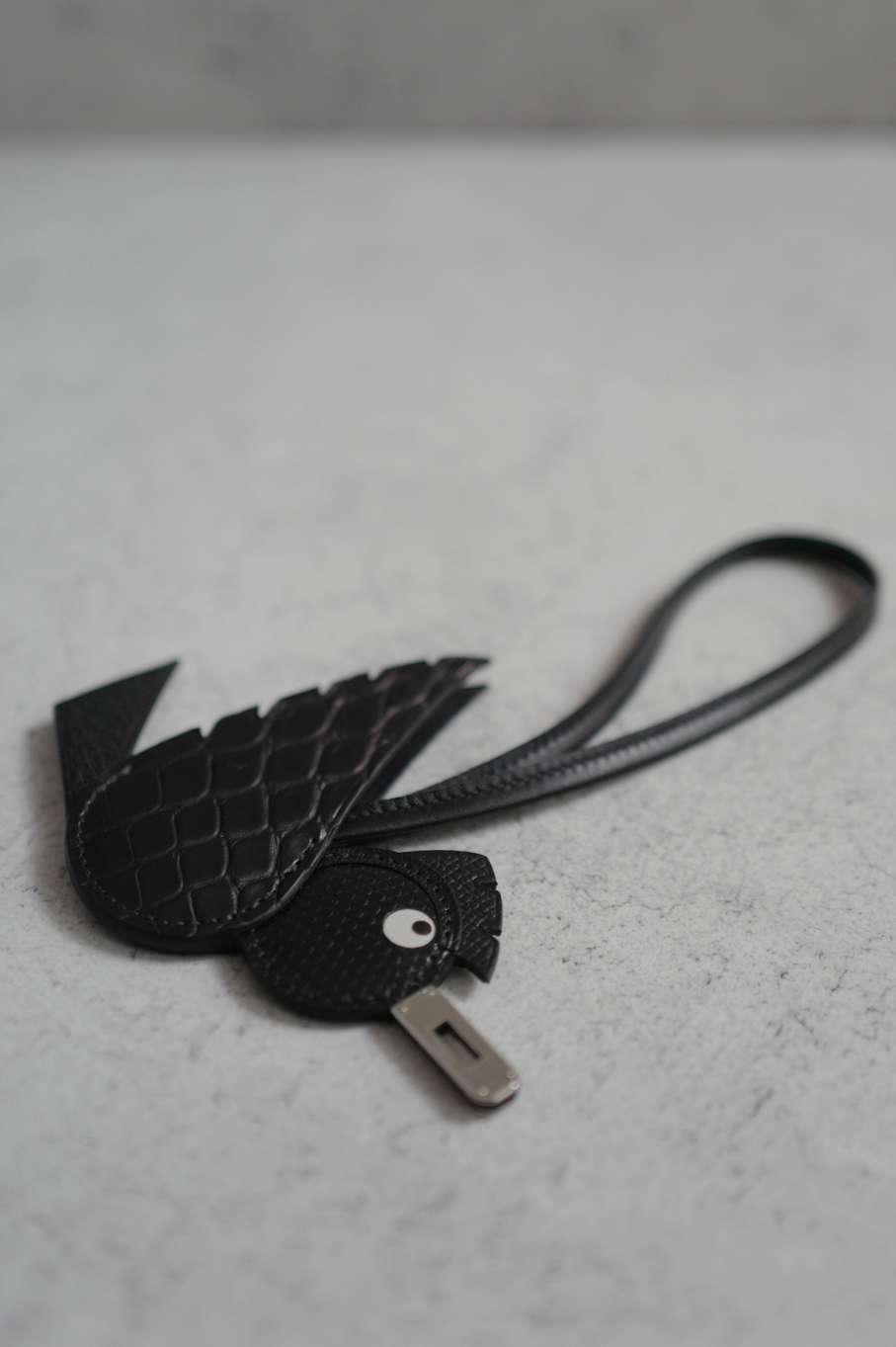 Hermès Birdy Charm Noir Alligator/Lizard/Epsom Calfskin Palladium Hardware