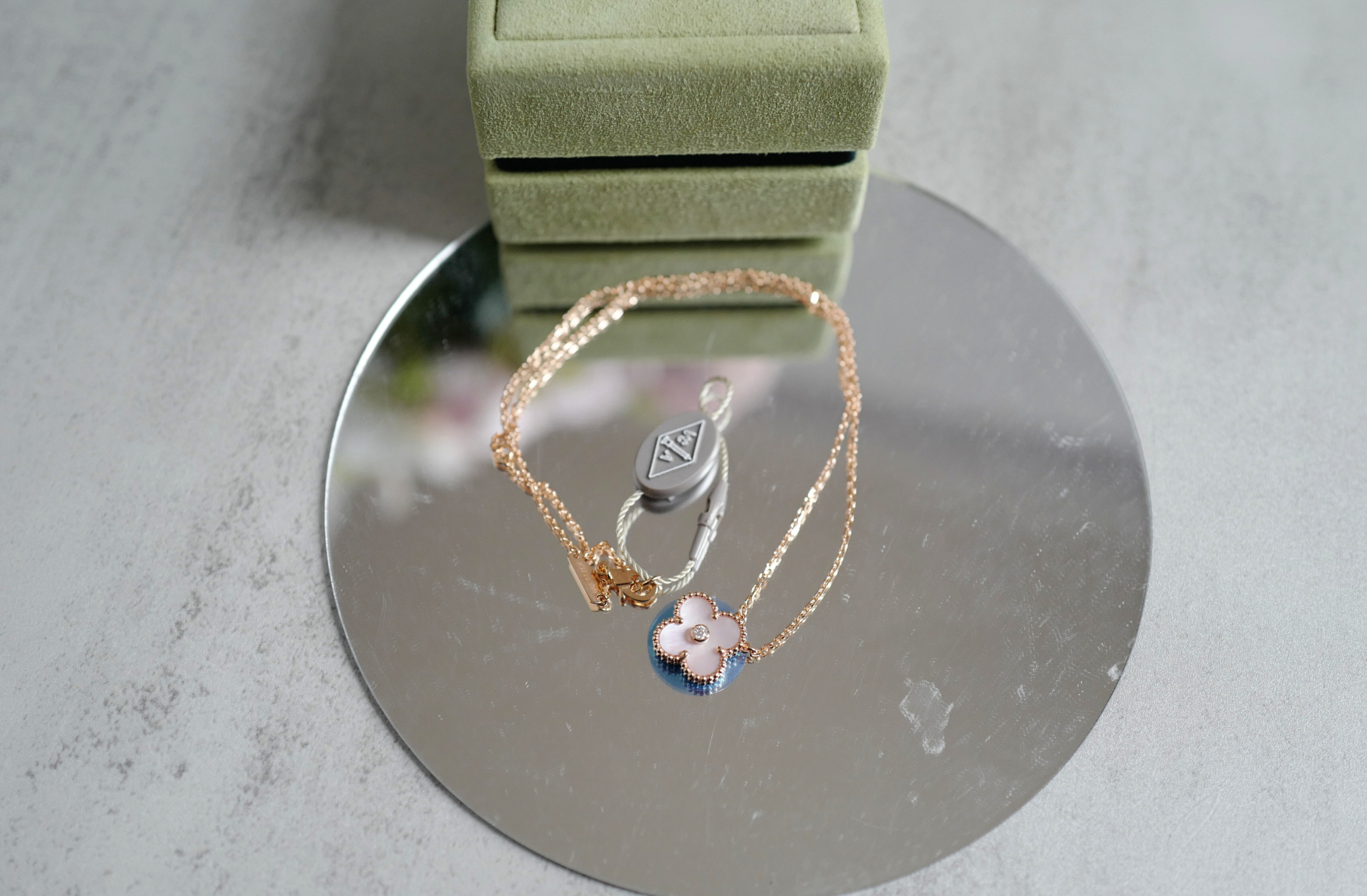 Van Cleef & Arpels 2025 Holiday Alhambra Pendant Pink MOP & Rose Gold