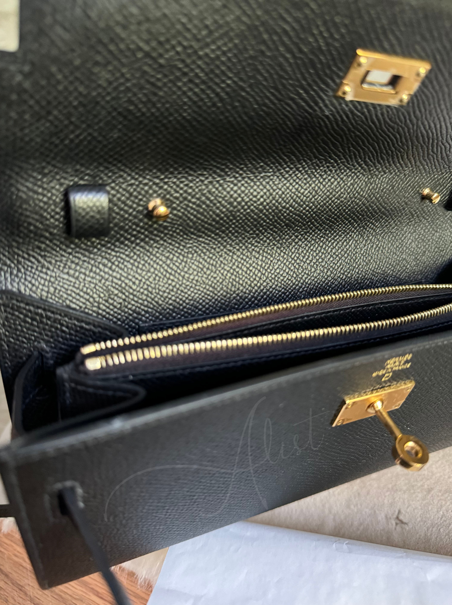 Hermes Kelly to go touch black matte alligator ghw