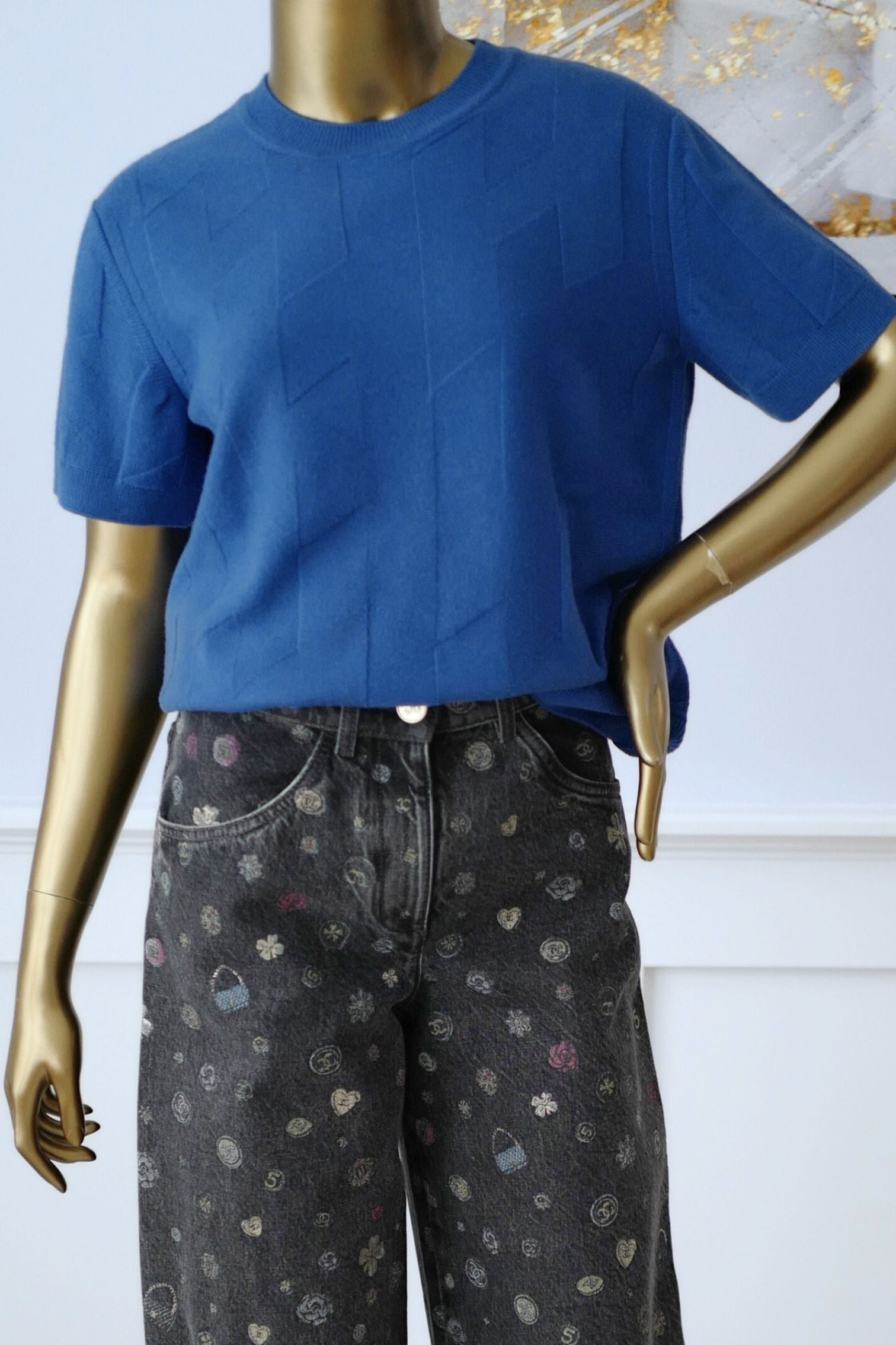 Hermès Pull Manches Longues Bleu Payne Size 38