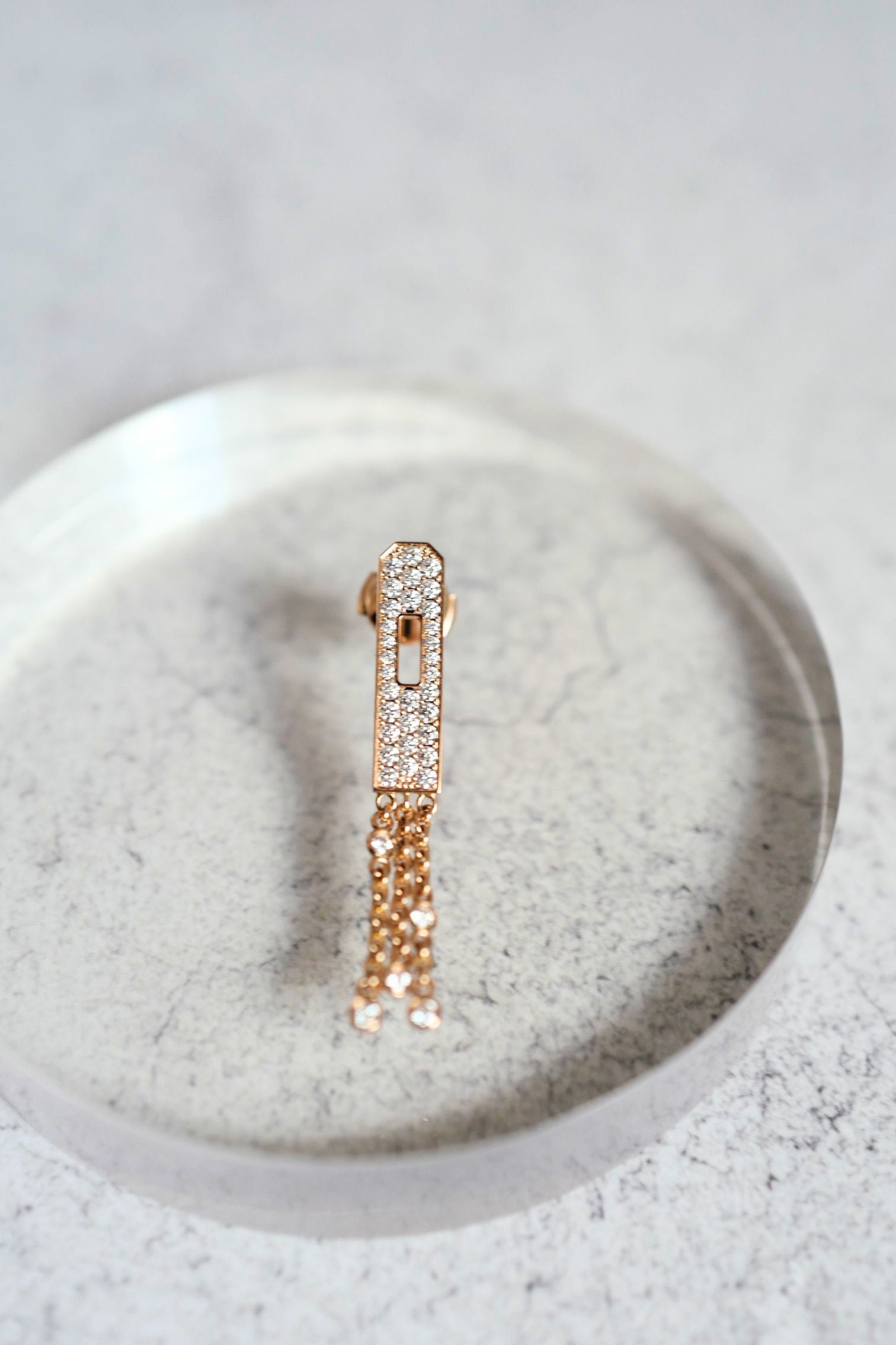 Hermès Kelly Gavroche Earrings 18K Rose Gold Diamond Small Model