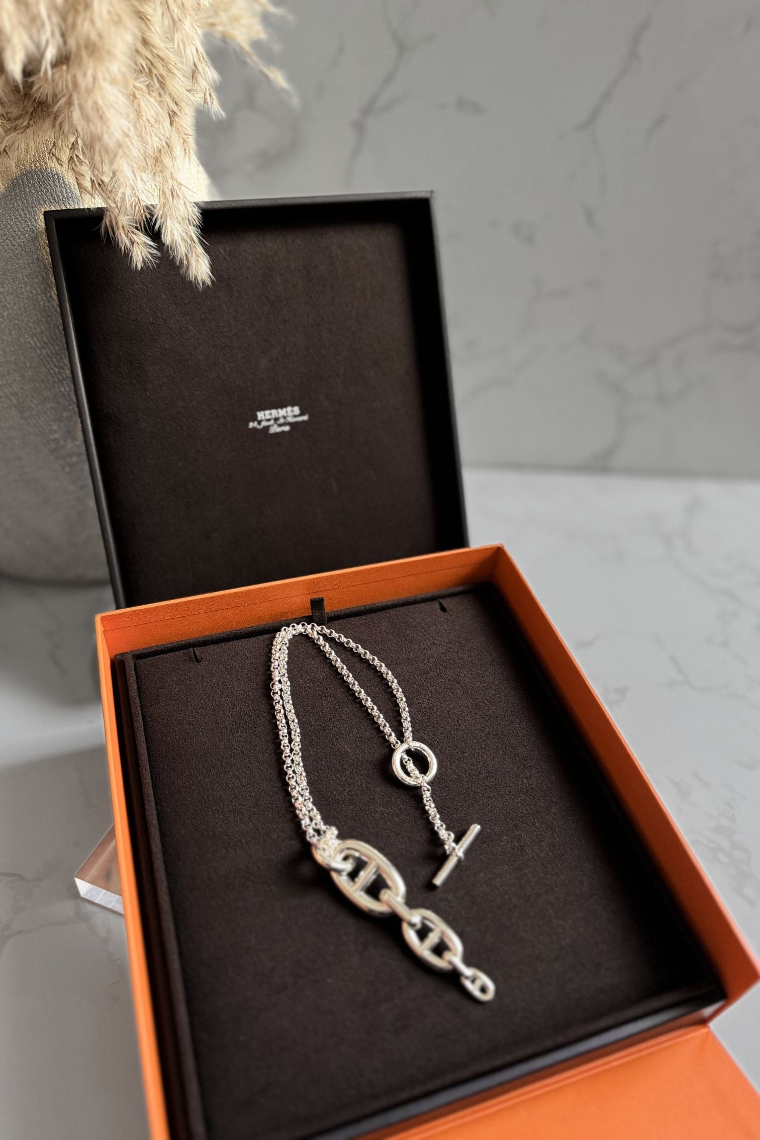 Hermes Chaine d'ancre  Necklace Silver Enchainee pendant