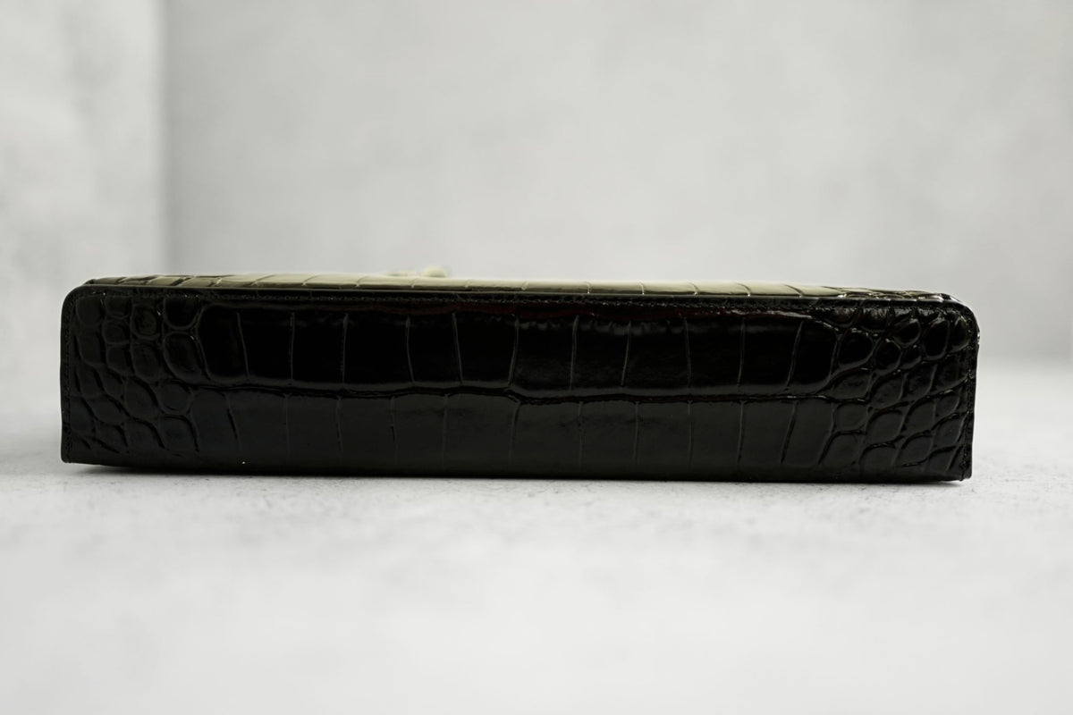 Chanel 26K Matthieu Blazy's Vanity with Chain Croc Embossed Black Calfskin Leather GHW