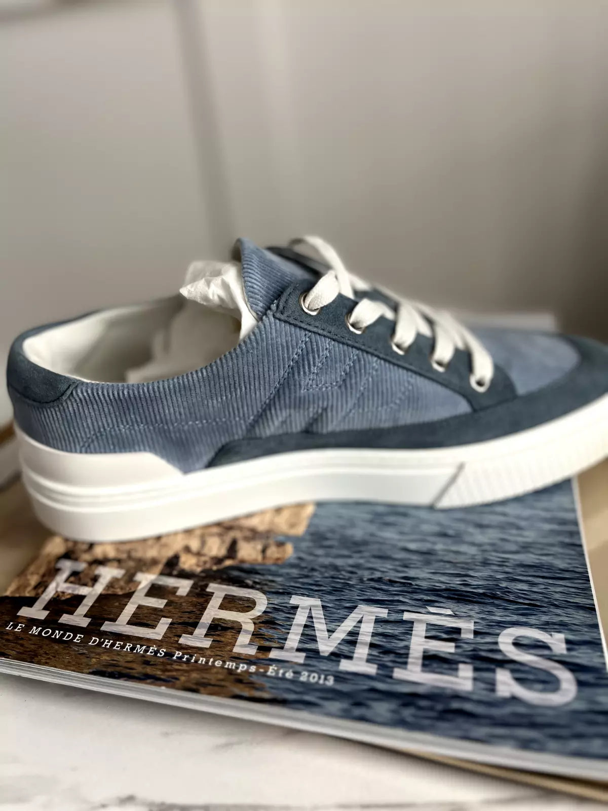 BNIB Hermes Deep Sneaker Bleu Pinede Size 39.5