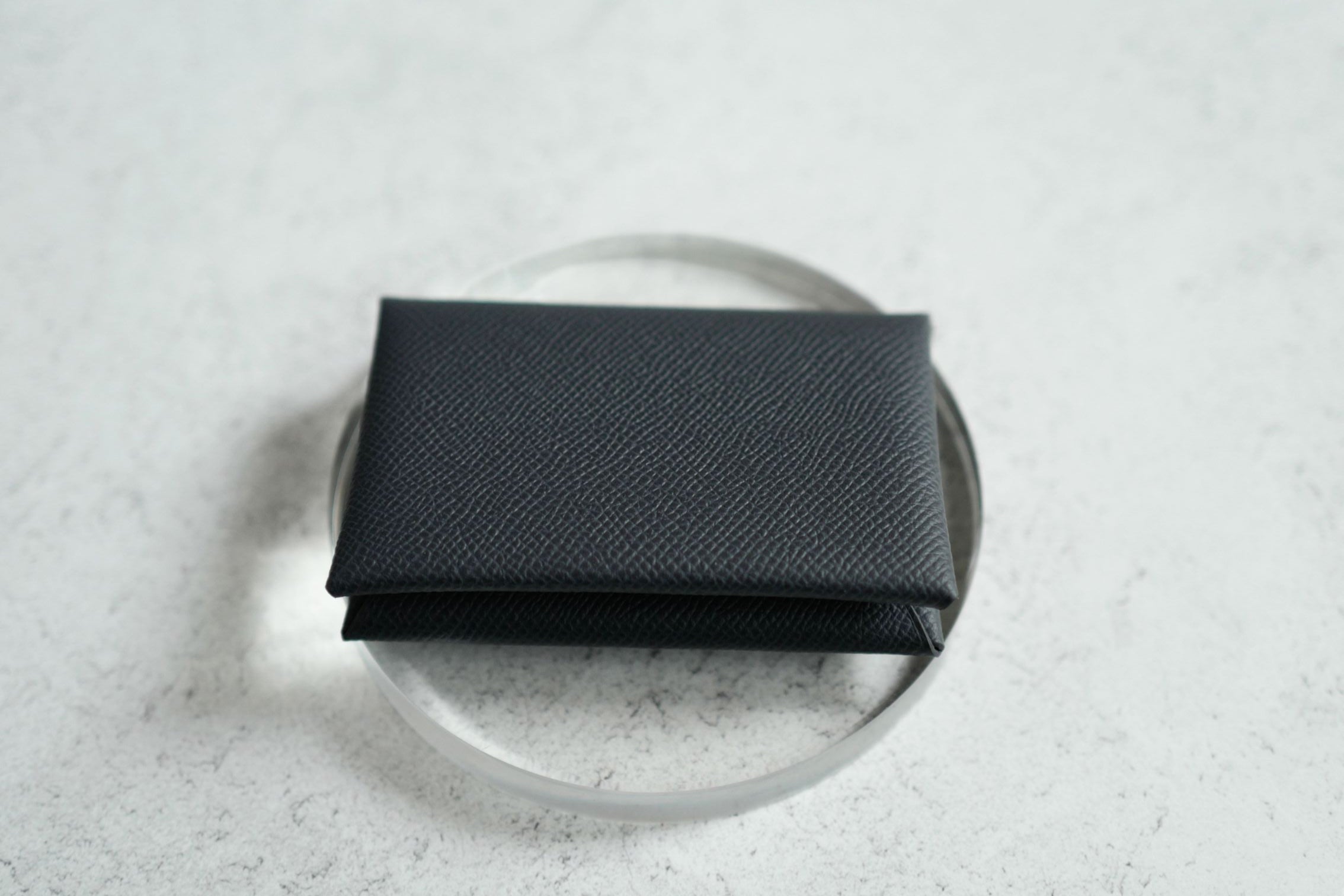 BNIB Hermes Calvi Duo in Gris Misty Epsom Leather Card Holder PHW
