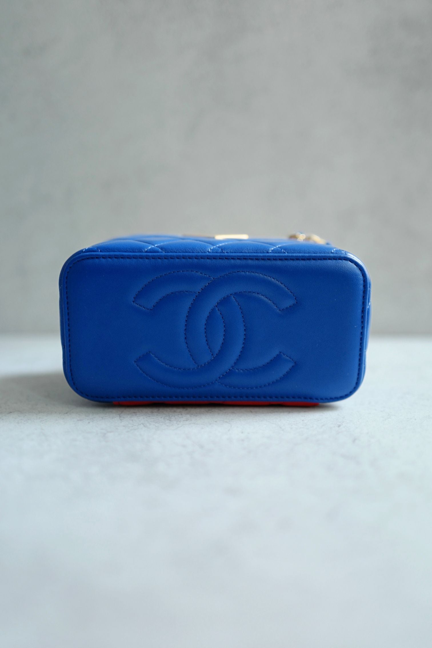 Chanel 26A Long Vanity Superman With Chain Lambskin Blue/Yellow/Red Gold HW