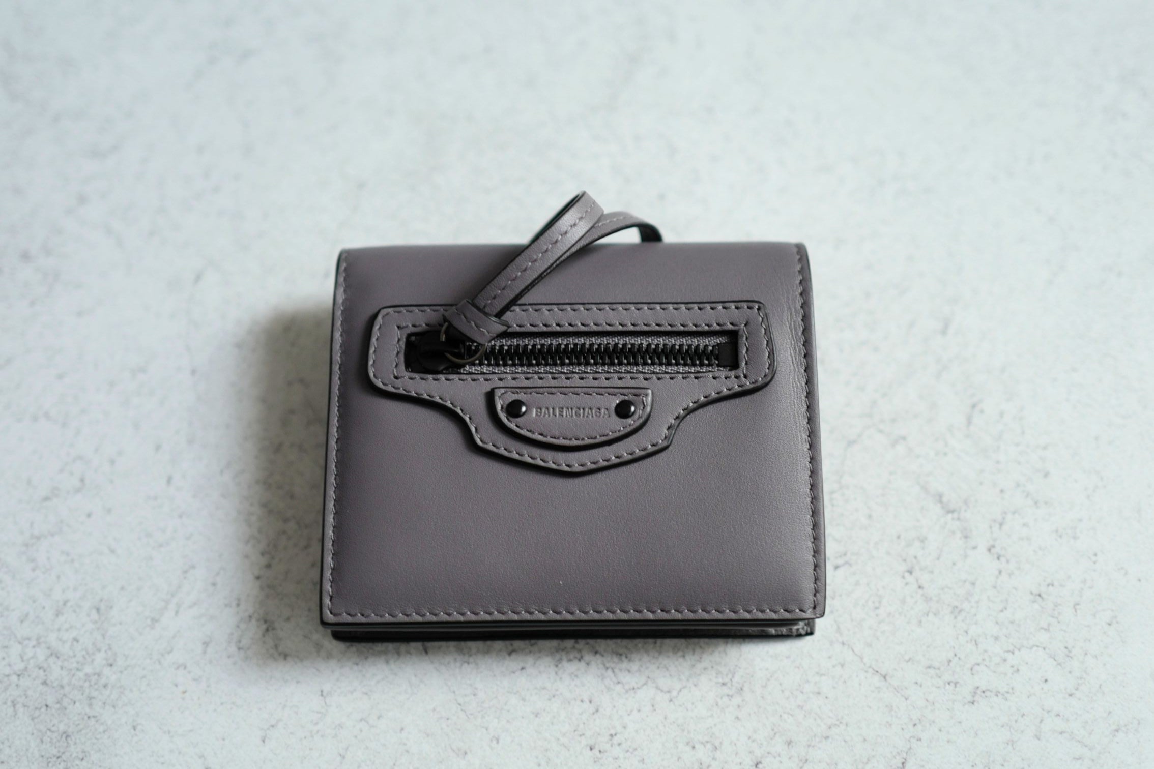 BNIB Balenciaga Women's Neo Classic Mini Wallet in Dark Grey Calfskin