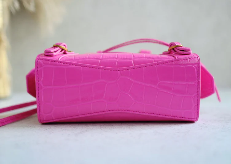 Balenciaga Neo Classic Nano Size In Bright Pink Croco Leather