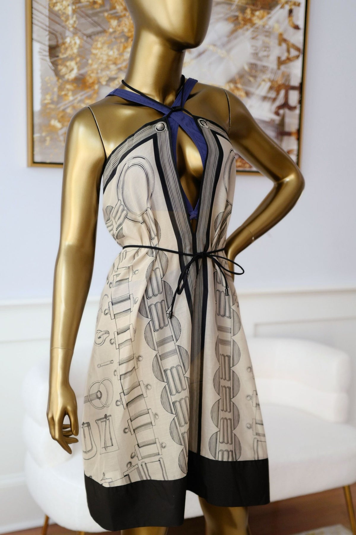 NEW Hermès "Cahier du Colporteur" Beach Dress Beige Pierre D'Istrie Size 36