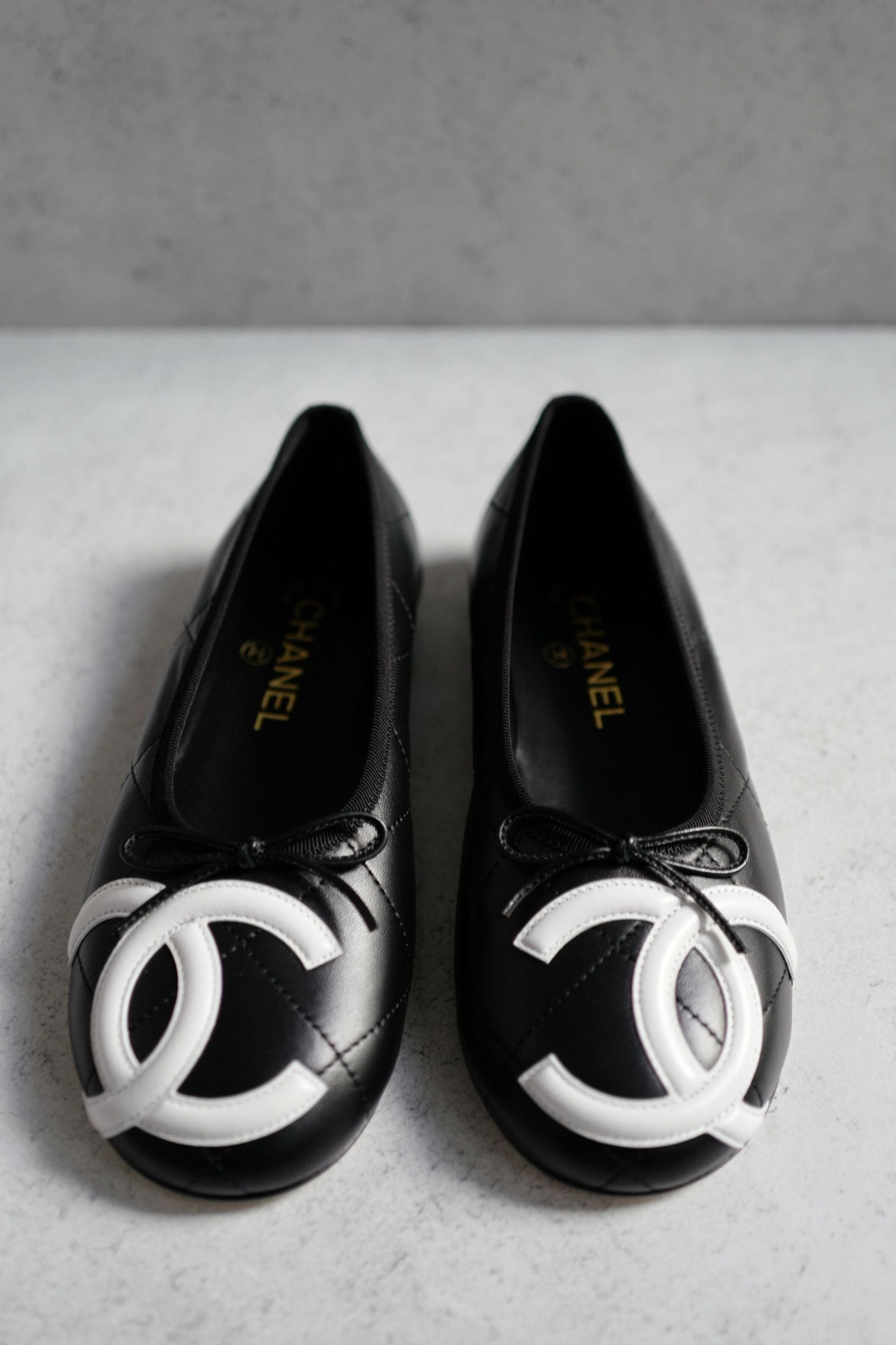 Chanel 26M Coco Beach Ballet Flats Black Lambskin Size 37