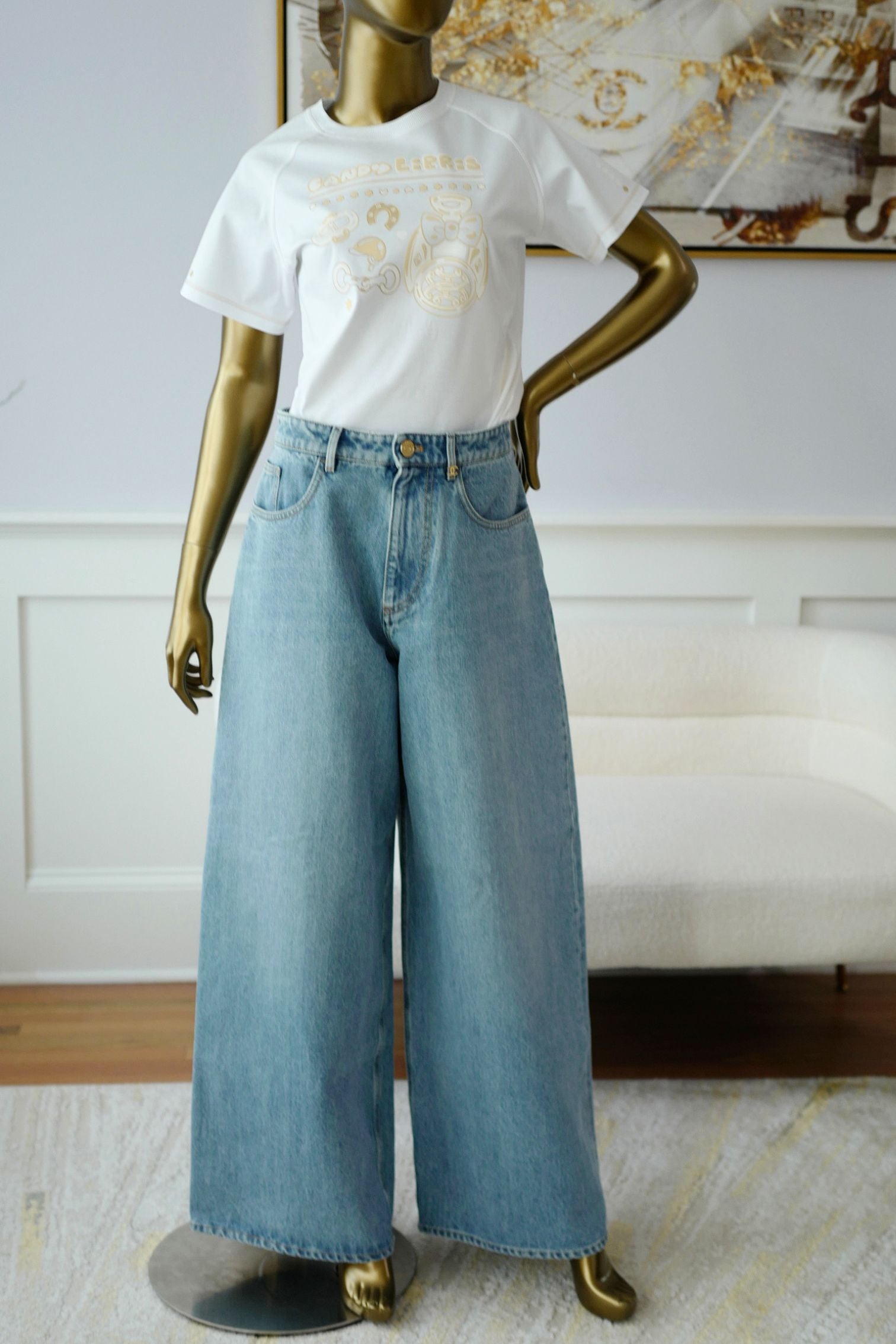 Chanel Métiers d’Art 2026 Matthieu Blazy Denim Blue Jeans Pants Size 36