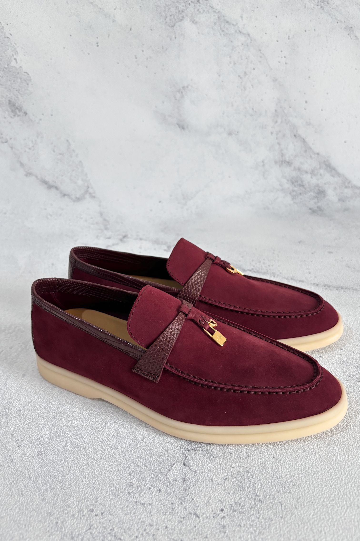 Loro Piana Summer Charms Walk Loafers Azuki Beans Lizard/Suede 37 Limited Ed